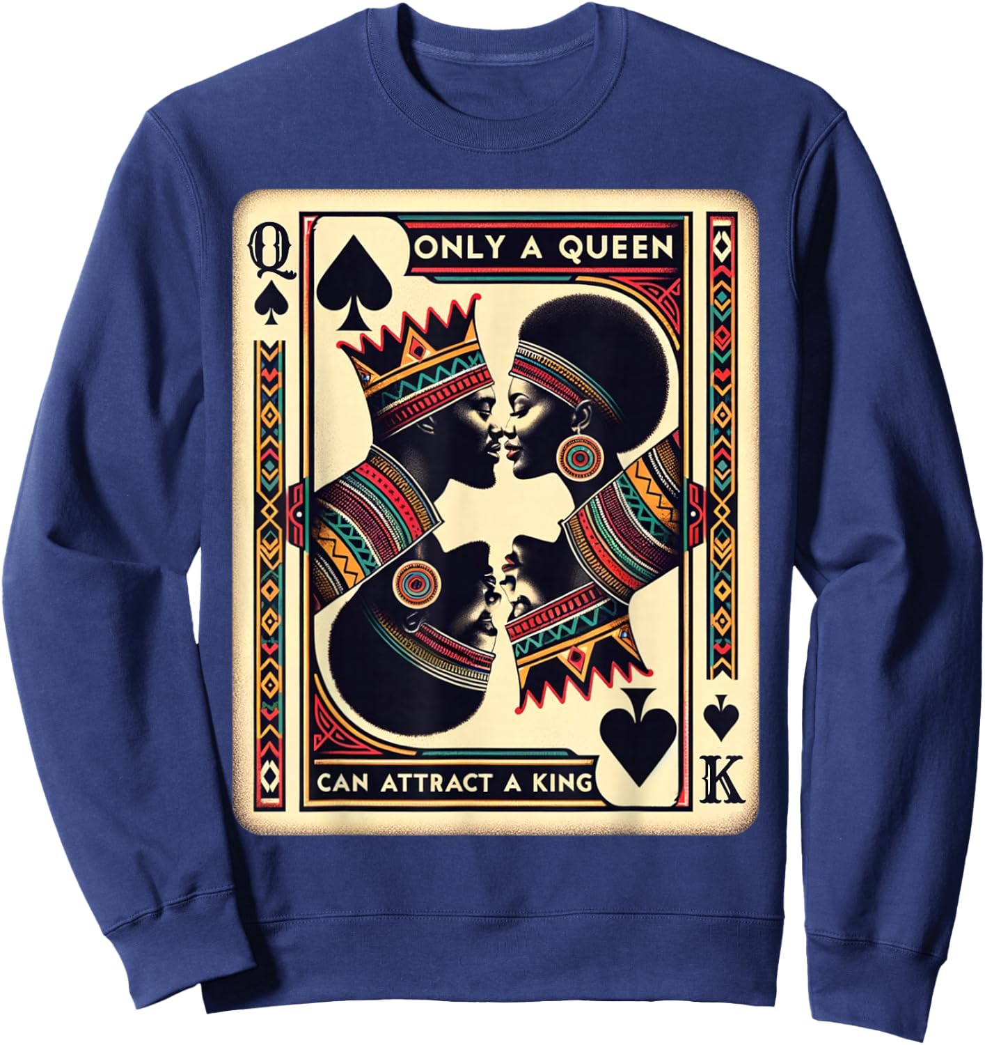 King & Queen Black Love African American Couples Marriage Sweatshirt - Sweatshirt | Navy