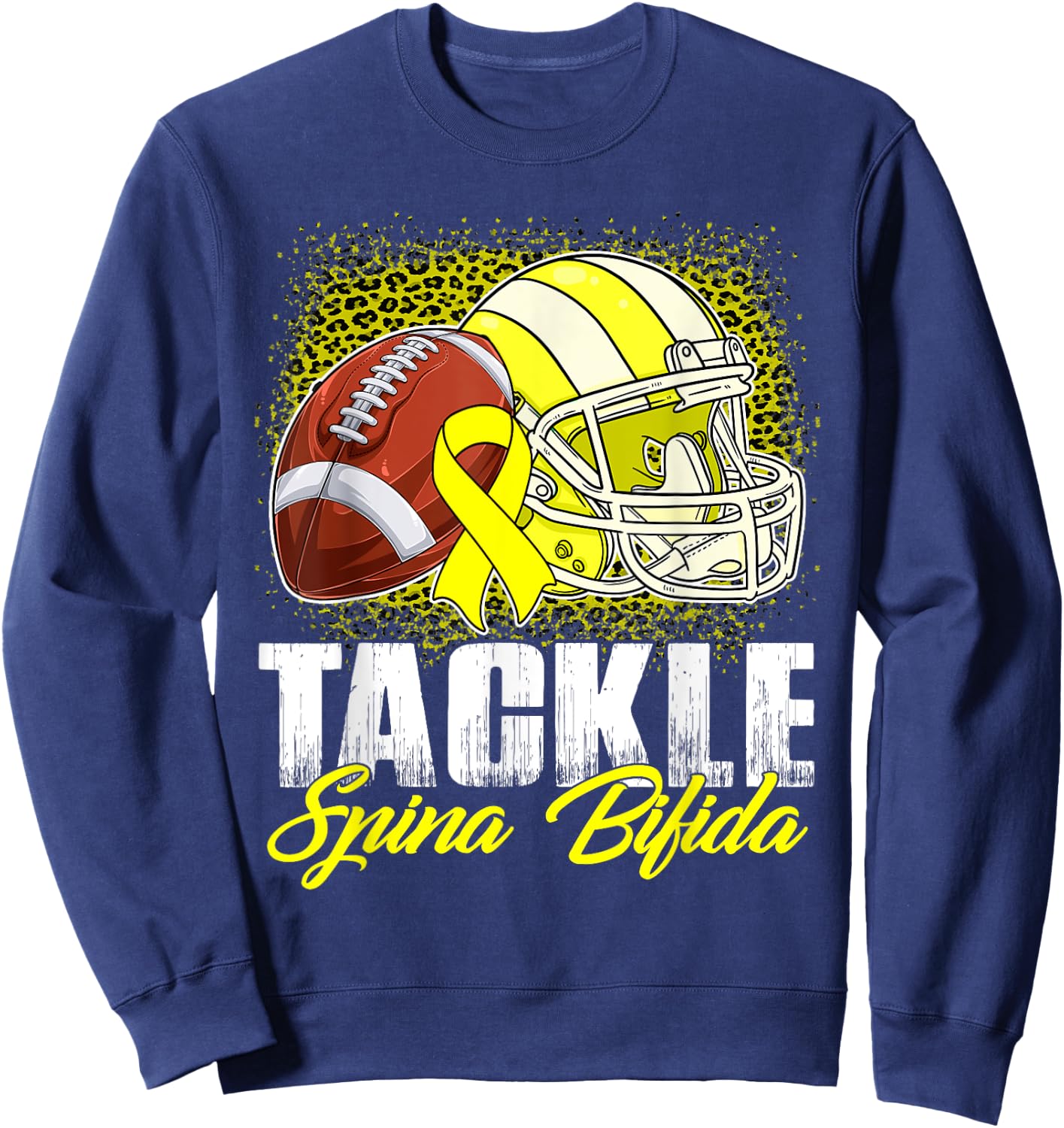 Tackle Spina Bifida Football Ball Helmet Yellow Ribbon Women Sweatshirt - Sweatshirt | Navy