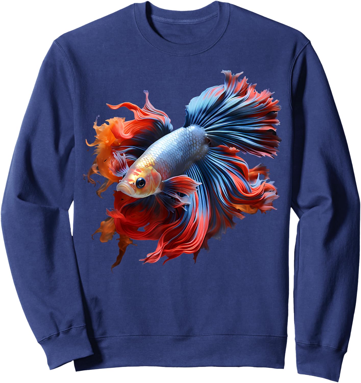 Colorful Fish Make Life Betta Fighting Fish Nano Aquarium Sweatshirt - Sweatshirt | Navy