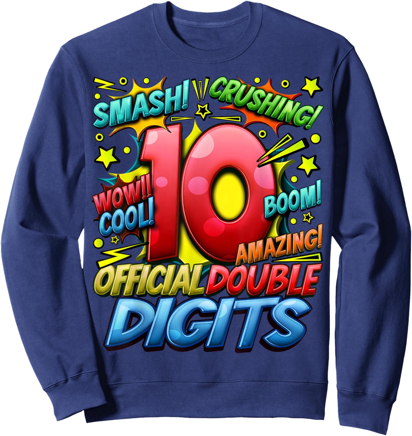 Official Double Digits 10th Birthday Awesome Since 2013 Boy Sweatshirt - Sweatshirt | Navy