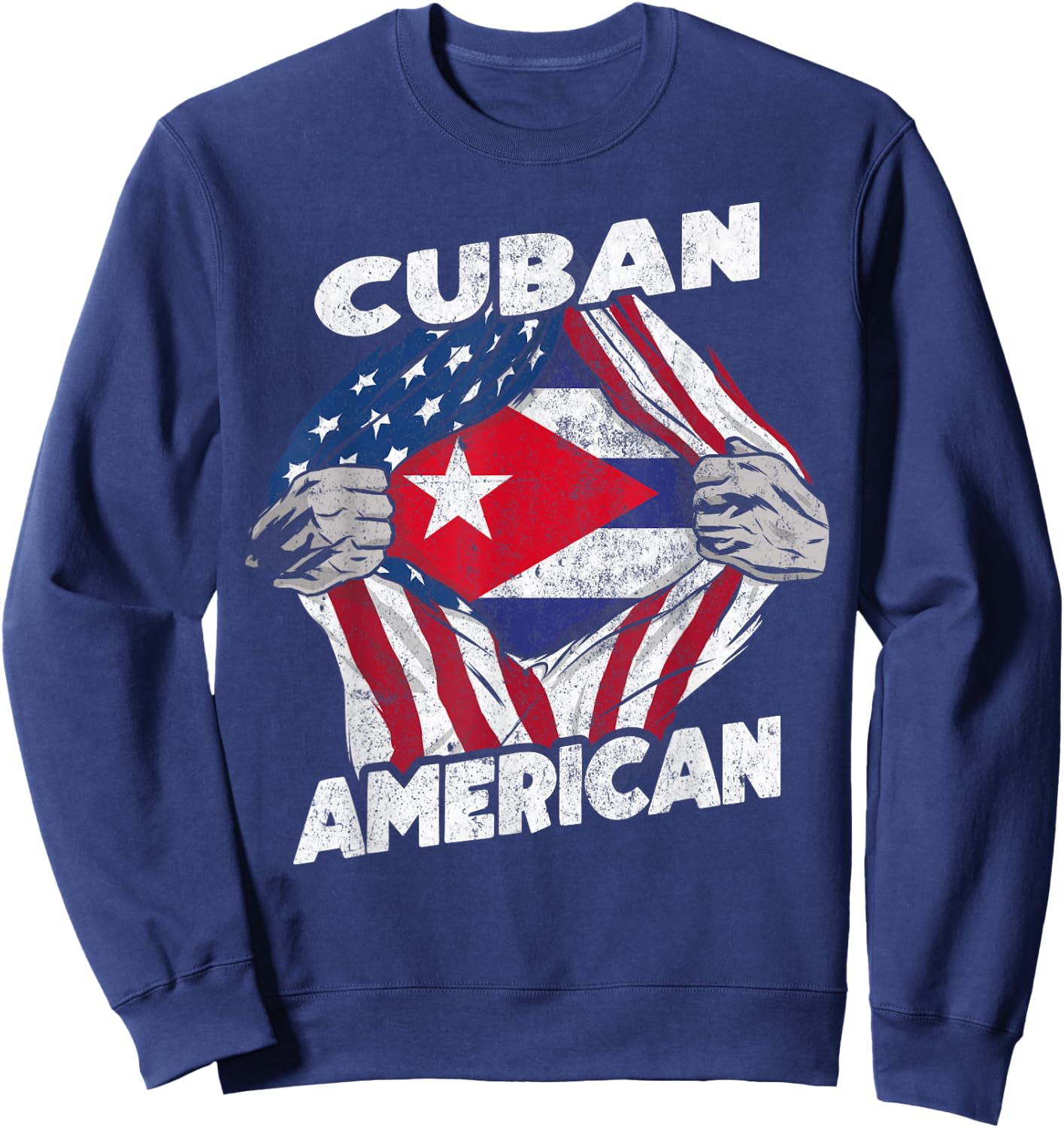 Cuban And American Flag Cuba Proud Sweatshirt - Sweatshirt | Navy