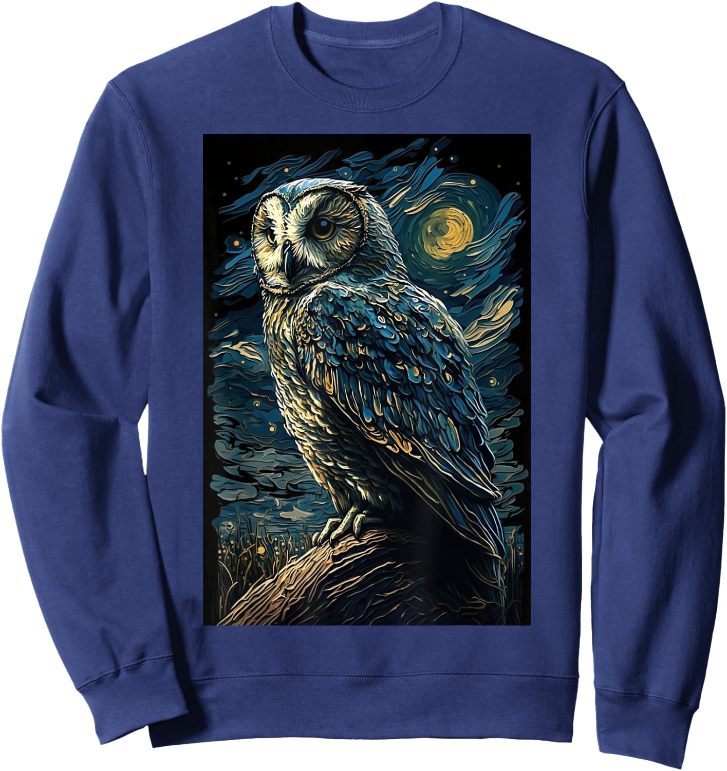 Owl Starry Night Van Gogh Style Birds Lover Owl Mom & Dad Sweatshirt - Sweatshirt | Navy