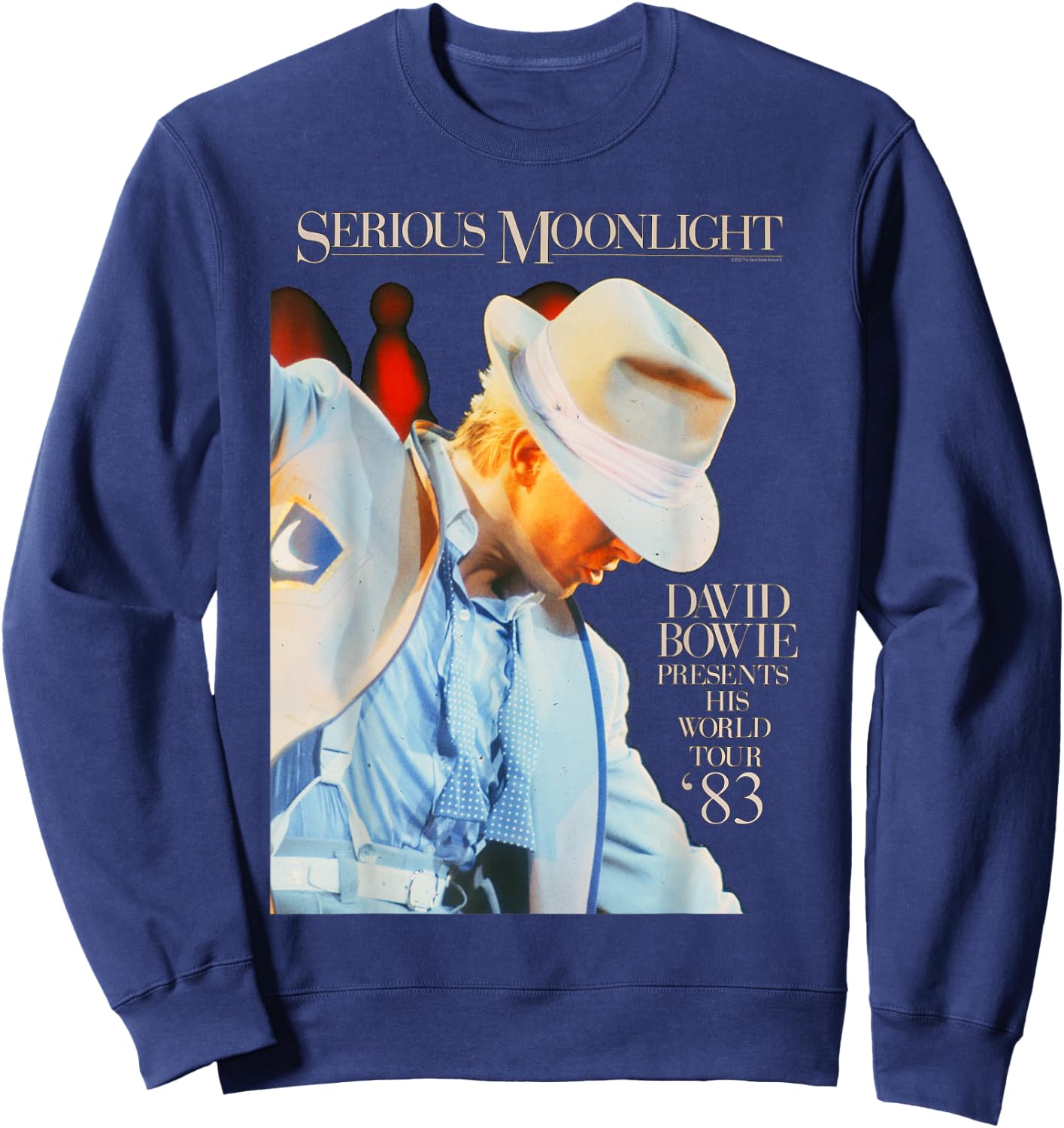 David Bowie Music Rock Serious Moonlight Sweatshirt - Sweatshirt | Navy
