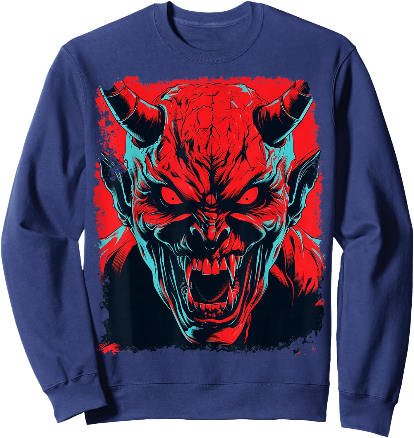 Red Demon Halloween Design Sweatshirt - Sweatshirt | Navy