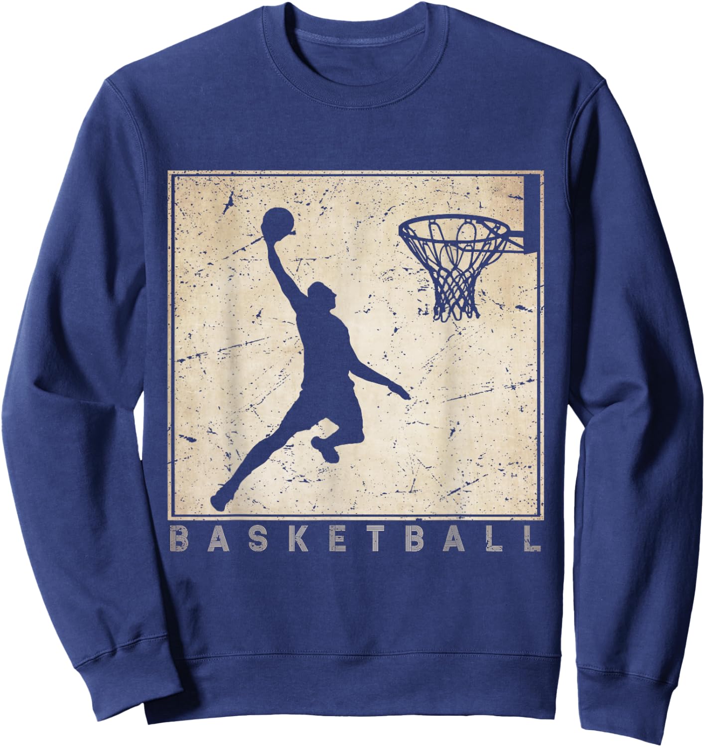 Retro Basketball for Basketball Players Basketball Clothing Sweatshirt - Sweatshirt | Navy
