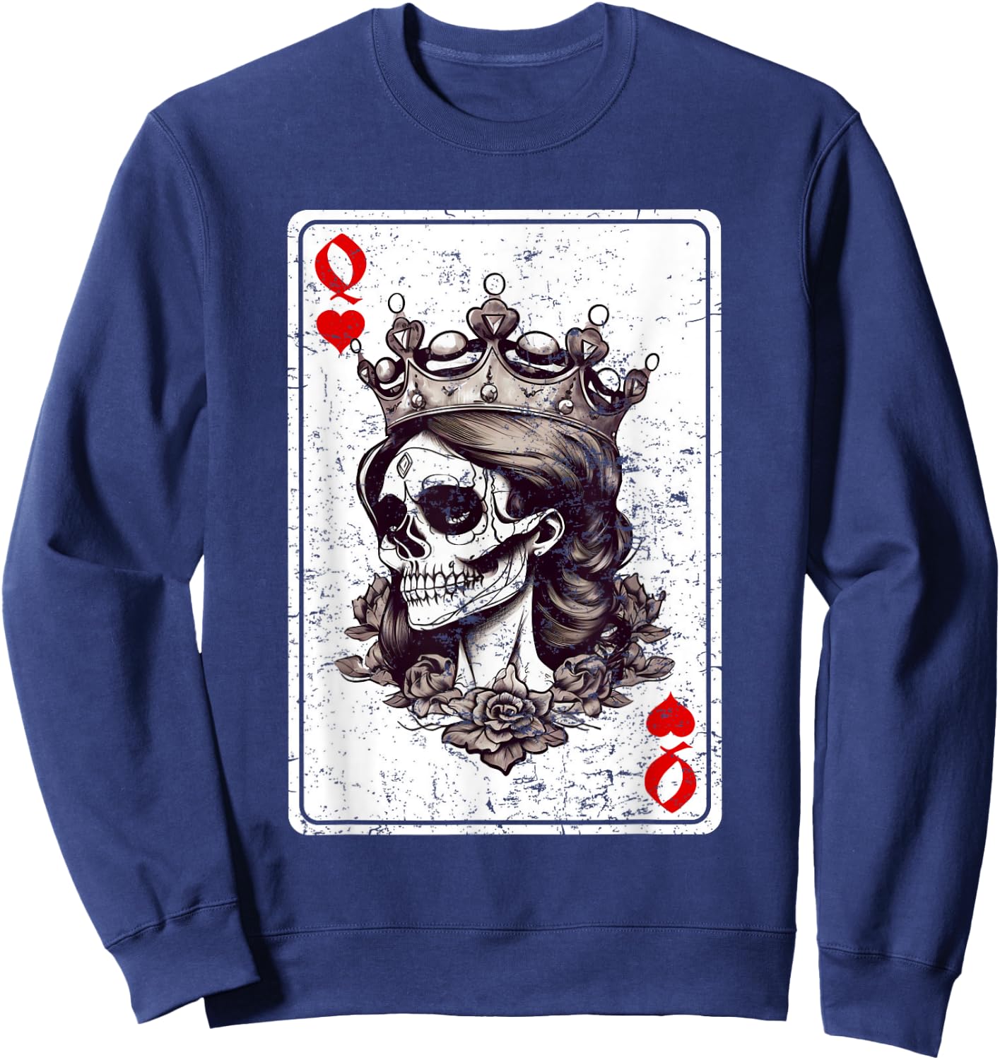 Queen of Hearts Card Game Horror Heart Queen Gothic Sweatshirt - Sweatshirt | Navy