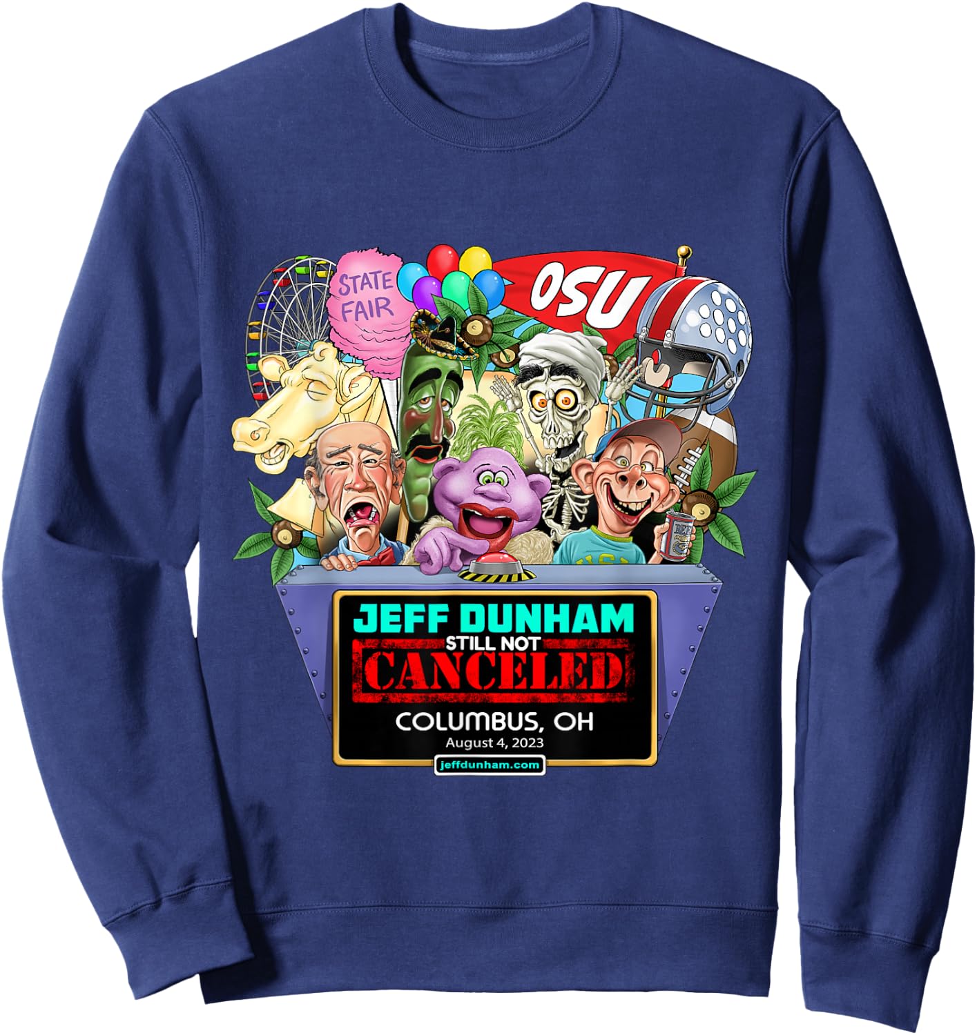Jeff Dunham Black Classic Fit , -Adults, Short Sleeve, Small Sweatshirt - Sweatshirt | Navy