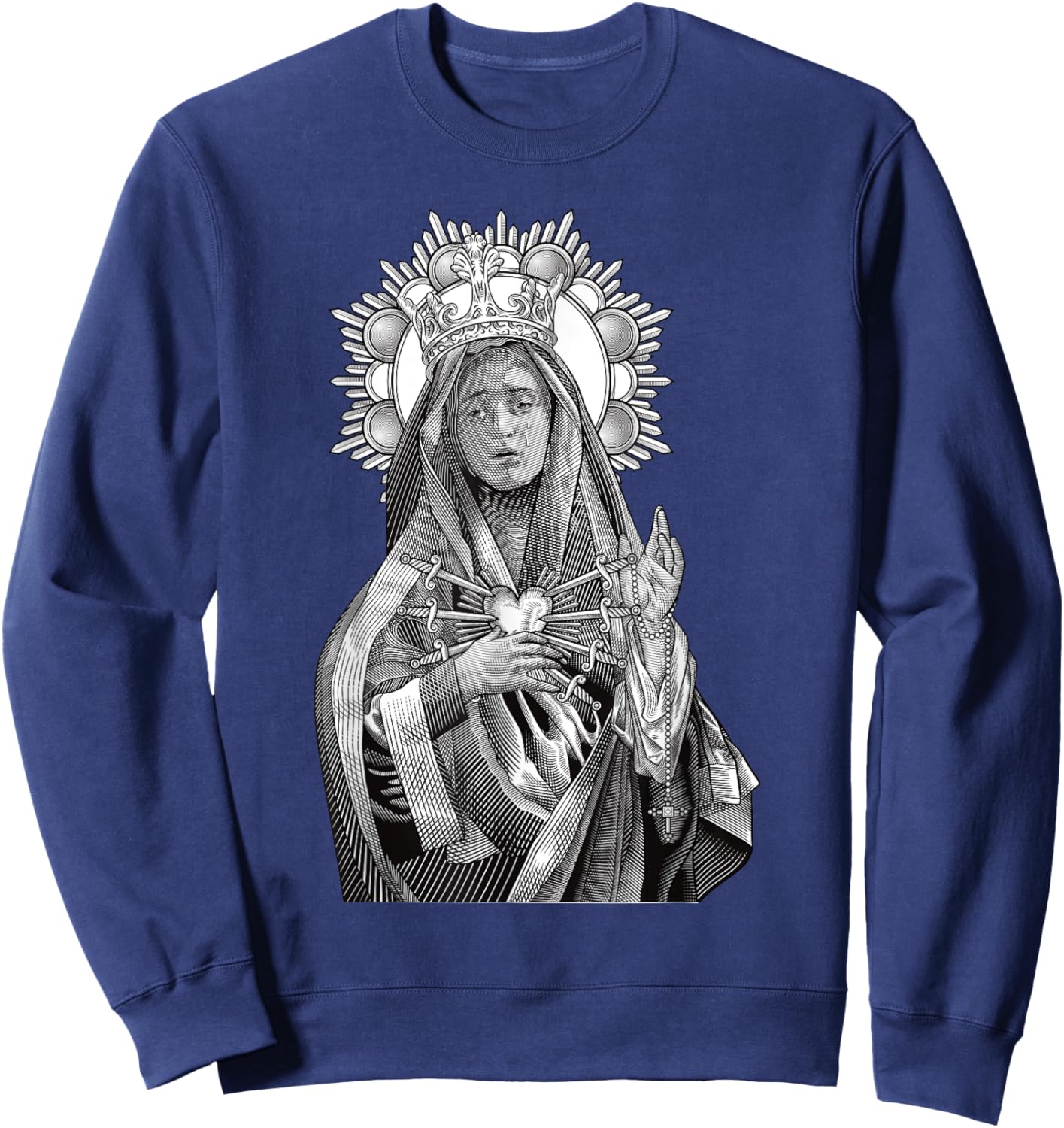 Mater Dolorosa Our Lady of Sorrows Virgin Mary Catholic Sweatshirt - Sweatshirt | Navy