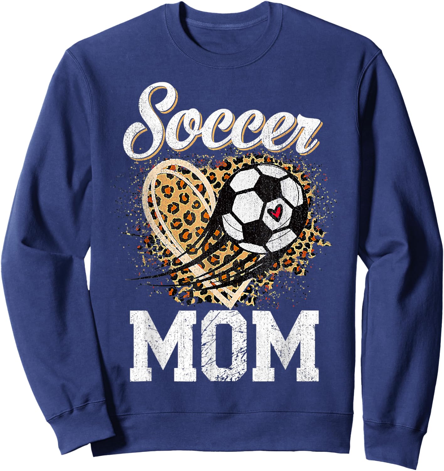 Leopard Soccer Mom Ball Funny Mother's Day Sweatshirt - Sweatshirt | Navy