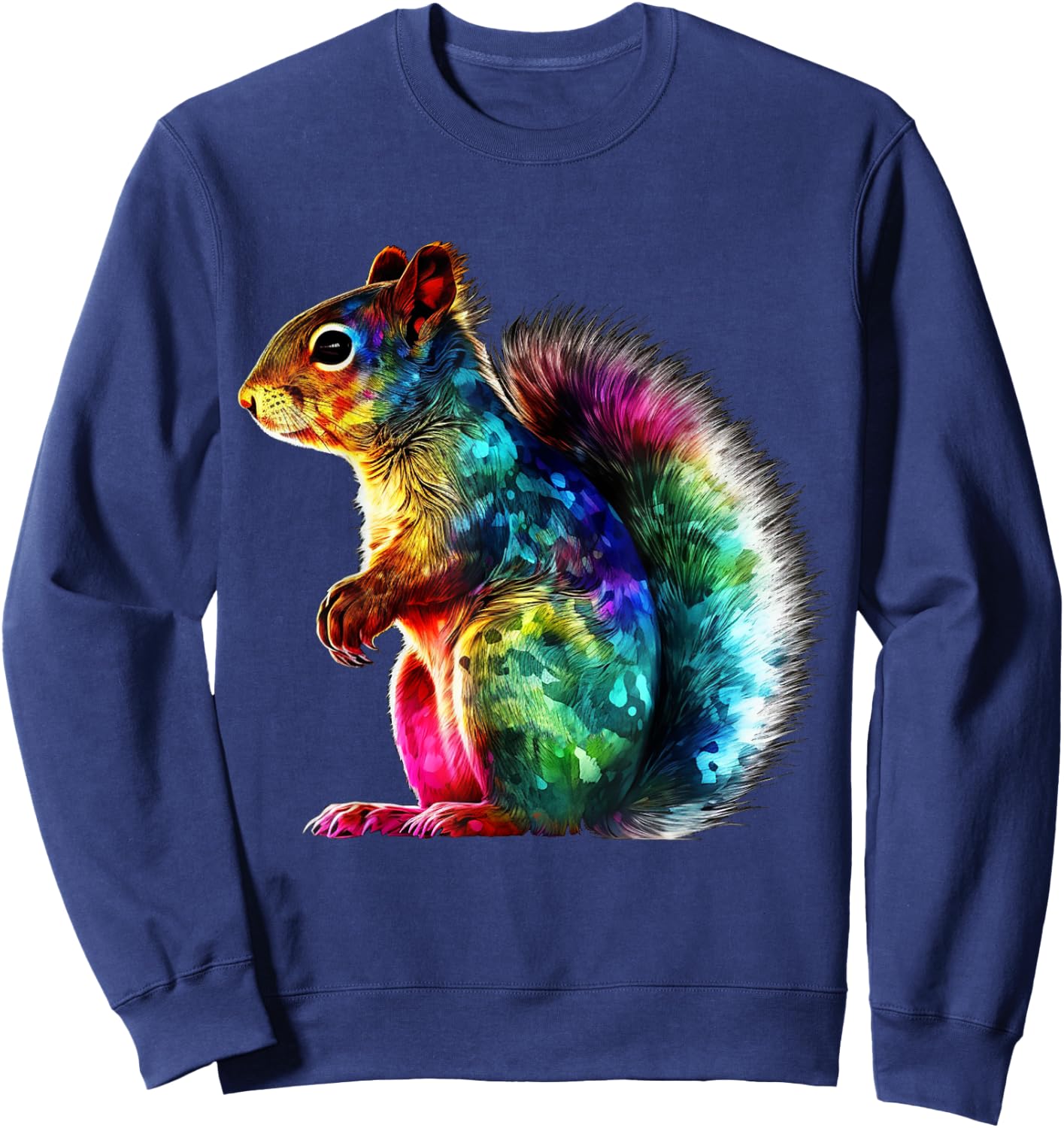 Squirrel Artwork - Colourful Animal Squirrel Sweatshirt - Sweatshirt | Navy