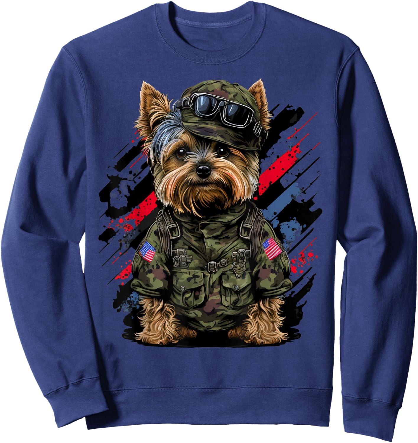 Soldier Yorkshire Terrier Army Military Yorkshire Terrier Sweatshirt - Sweatshirt | Navy