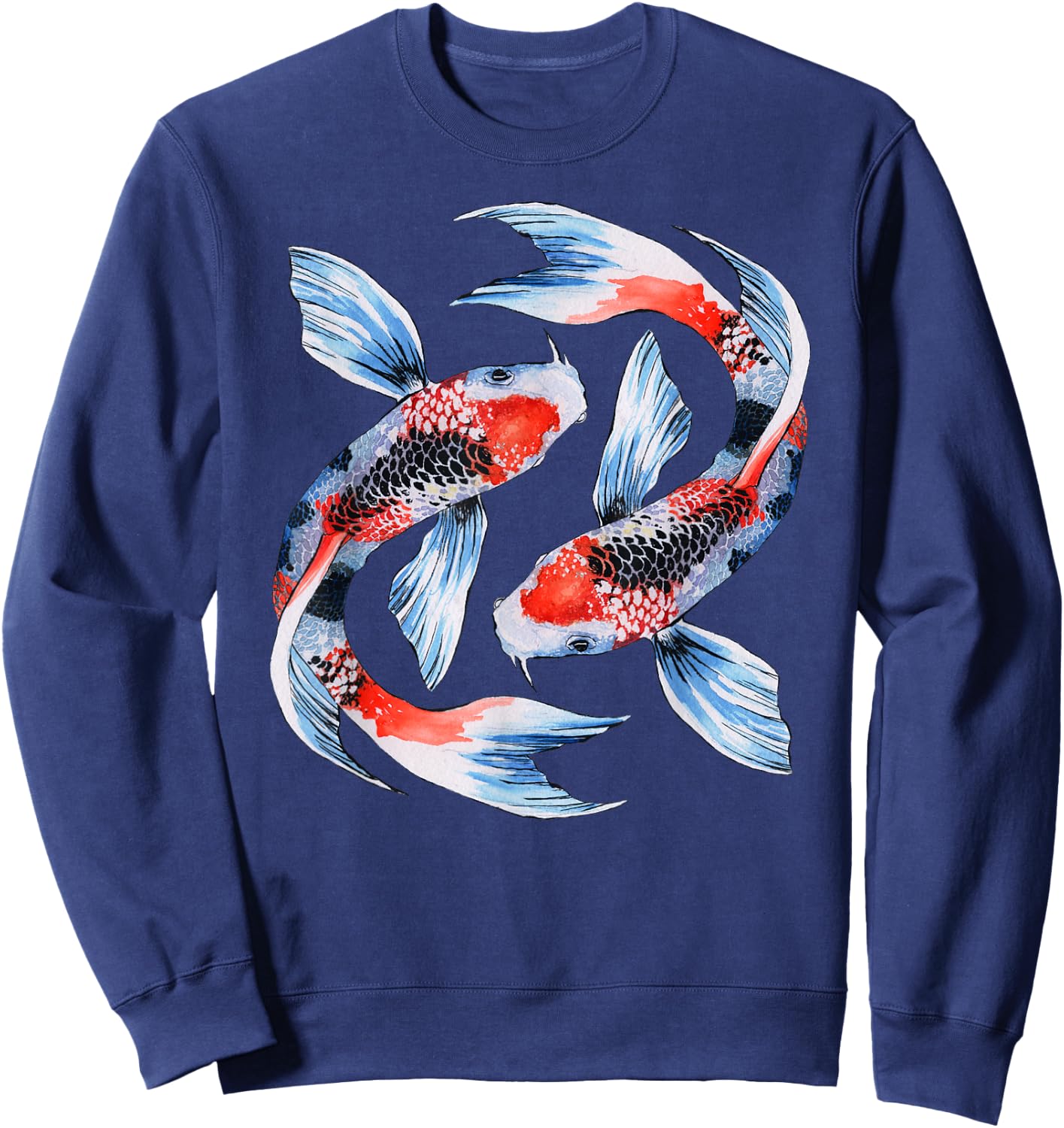 Japanese Koi Carp Nishikigoi Fish Cherry Blossoms Men Women Sweatshirt - Sweatshirt | Navy