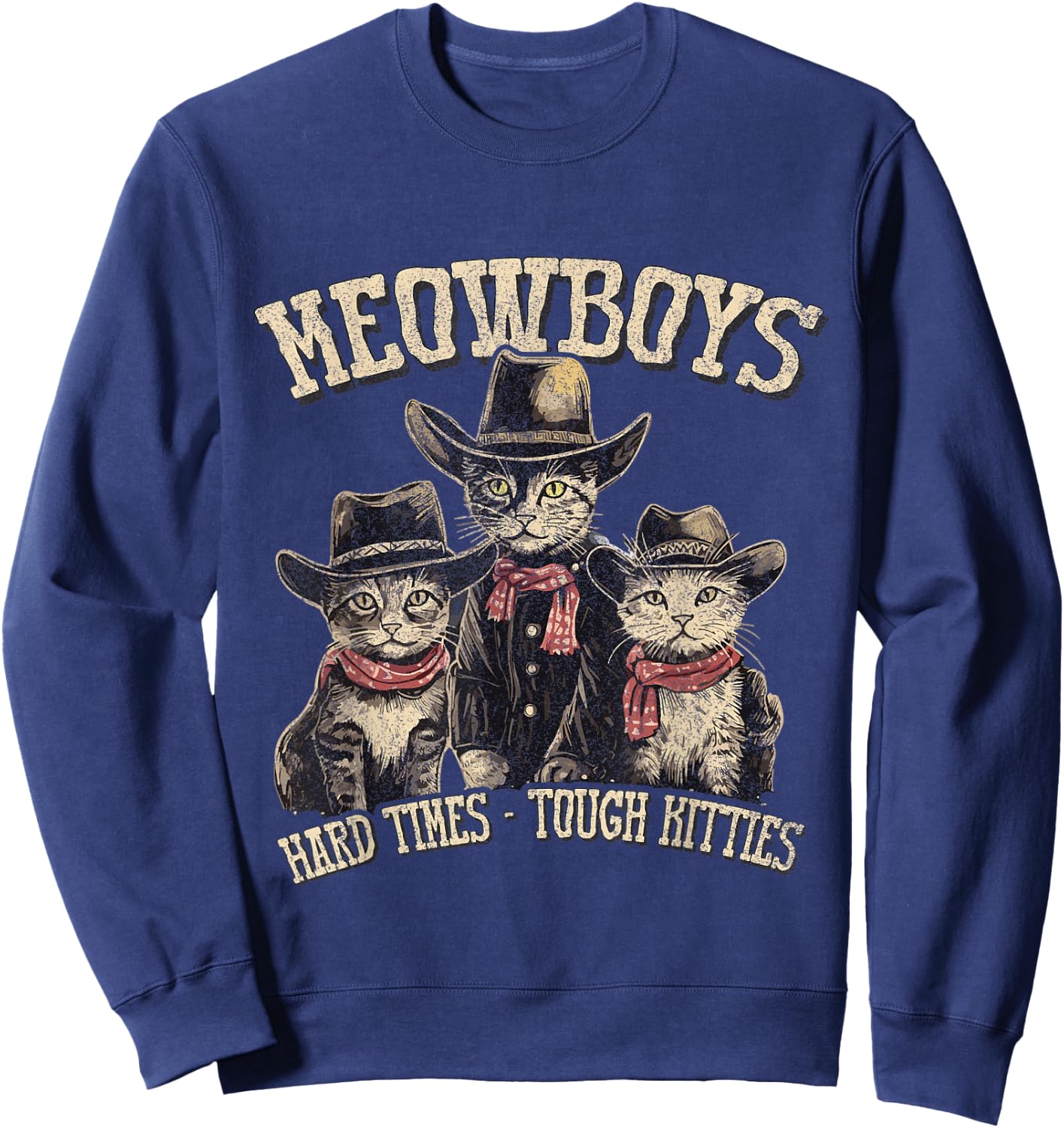 Meowboys Cowboy Cats with Hats Sweatshirt - Sweatshirt | Navy