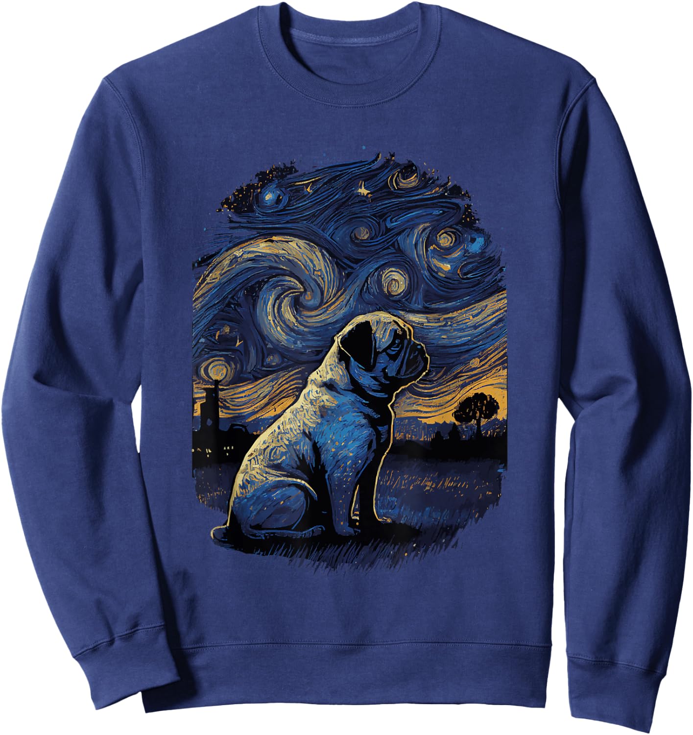 Pug Starry Night Sweatshirt - Sweatshirt | Navy