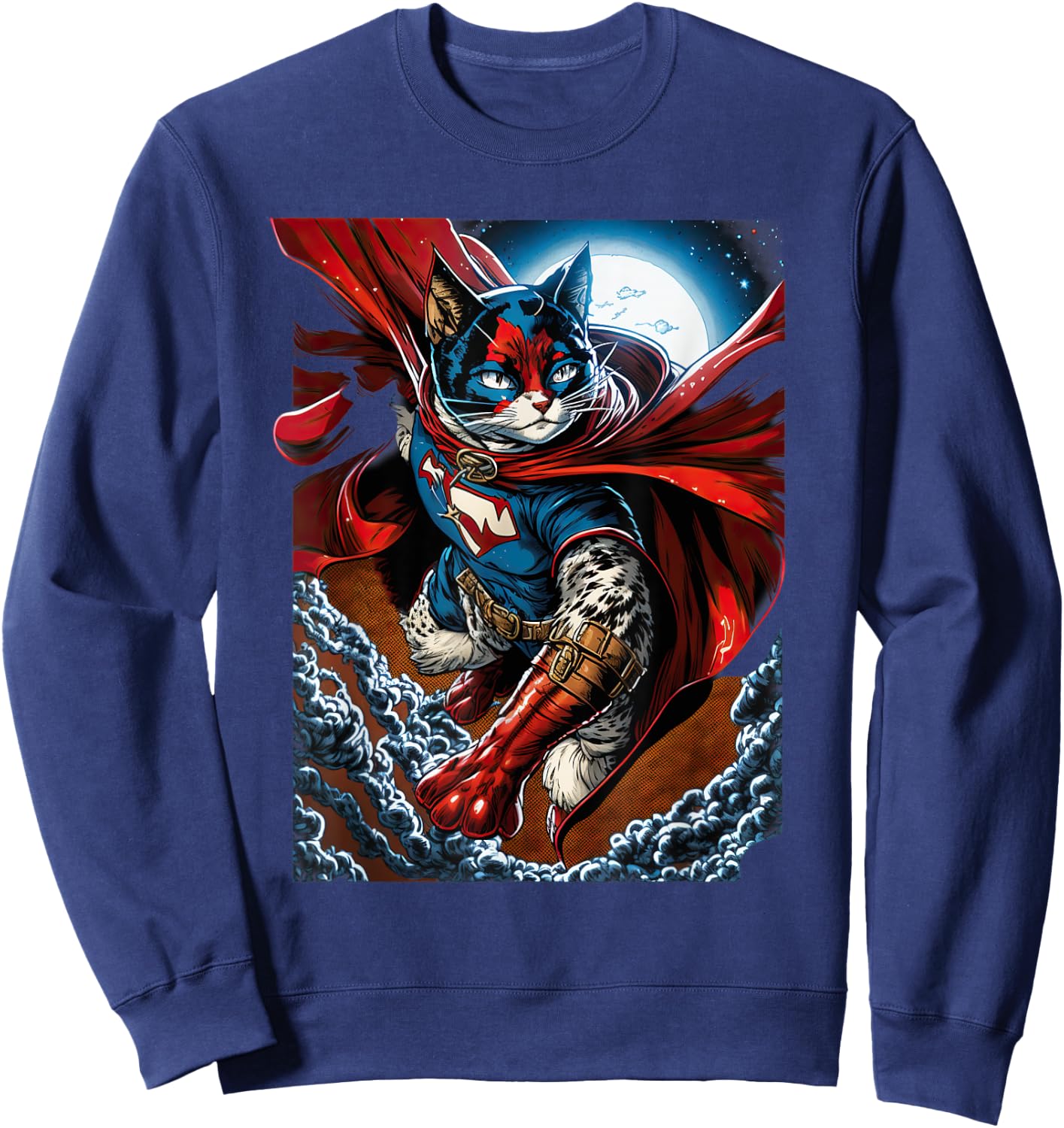 Super Power Superhero Snowshoe Cat Men Women Kids Sweatshirt - Sweatshirt | Navy