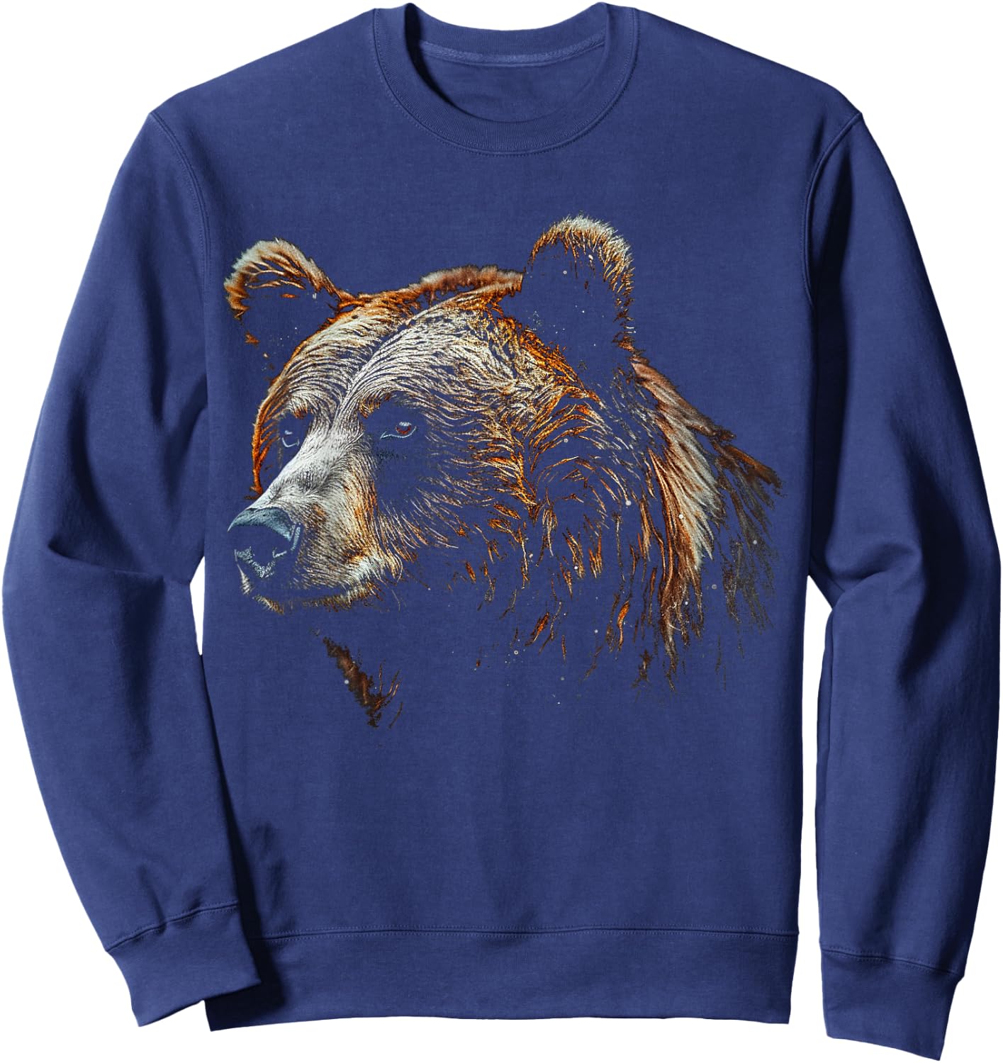 Bear Lover Artwork | Animal Motif Bear Sweatshirt - Sweatshirt | Navy