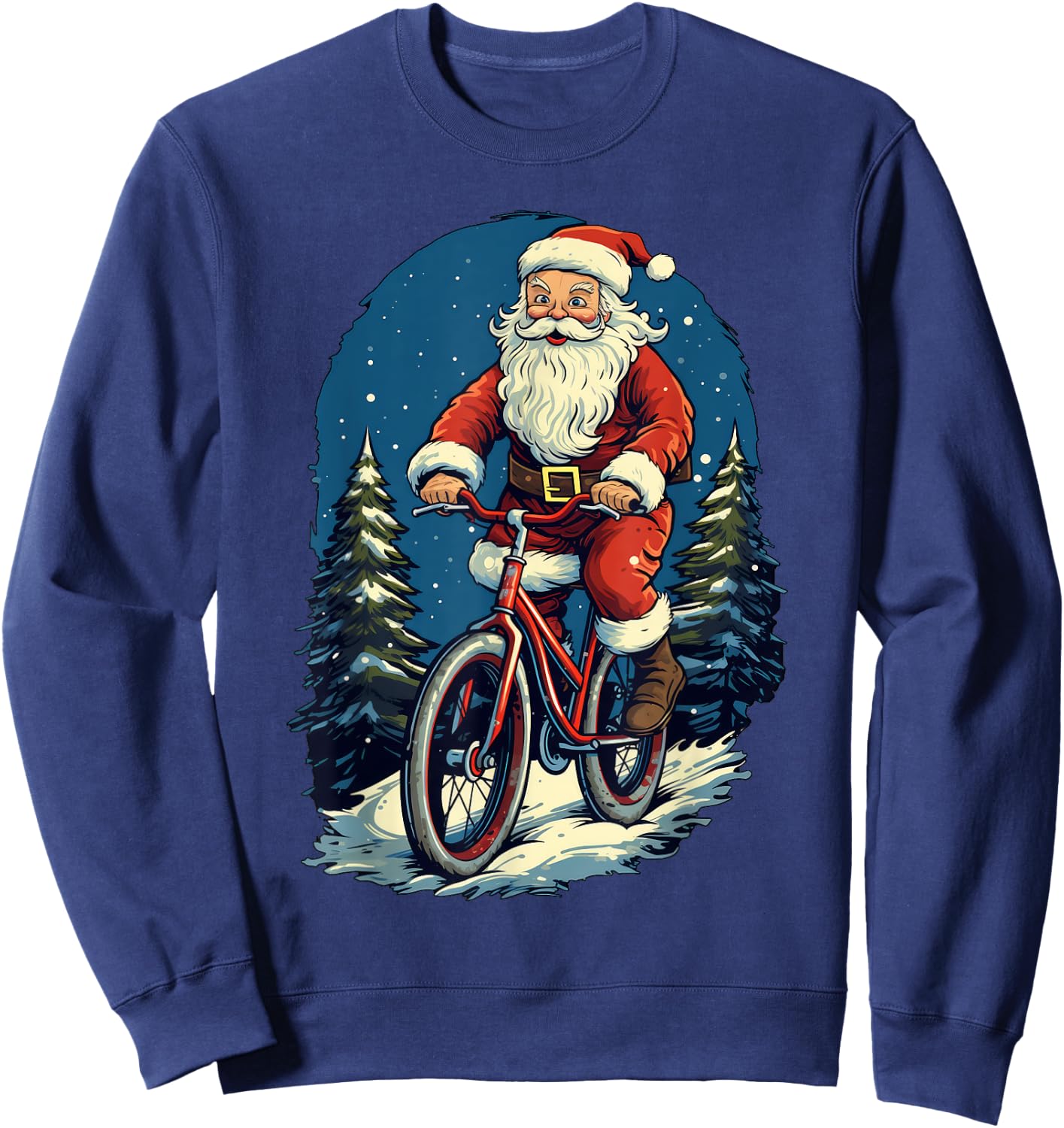 Santa Claus Riding Bicycle Cycling Biker Cyclist Xmas Party Sweatshirt - Sweatshirt | Navy