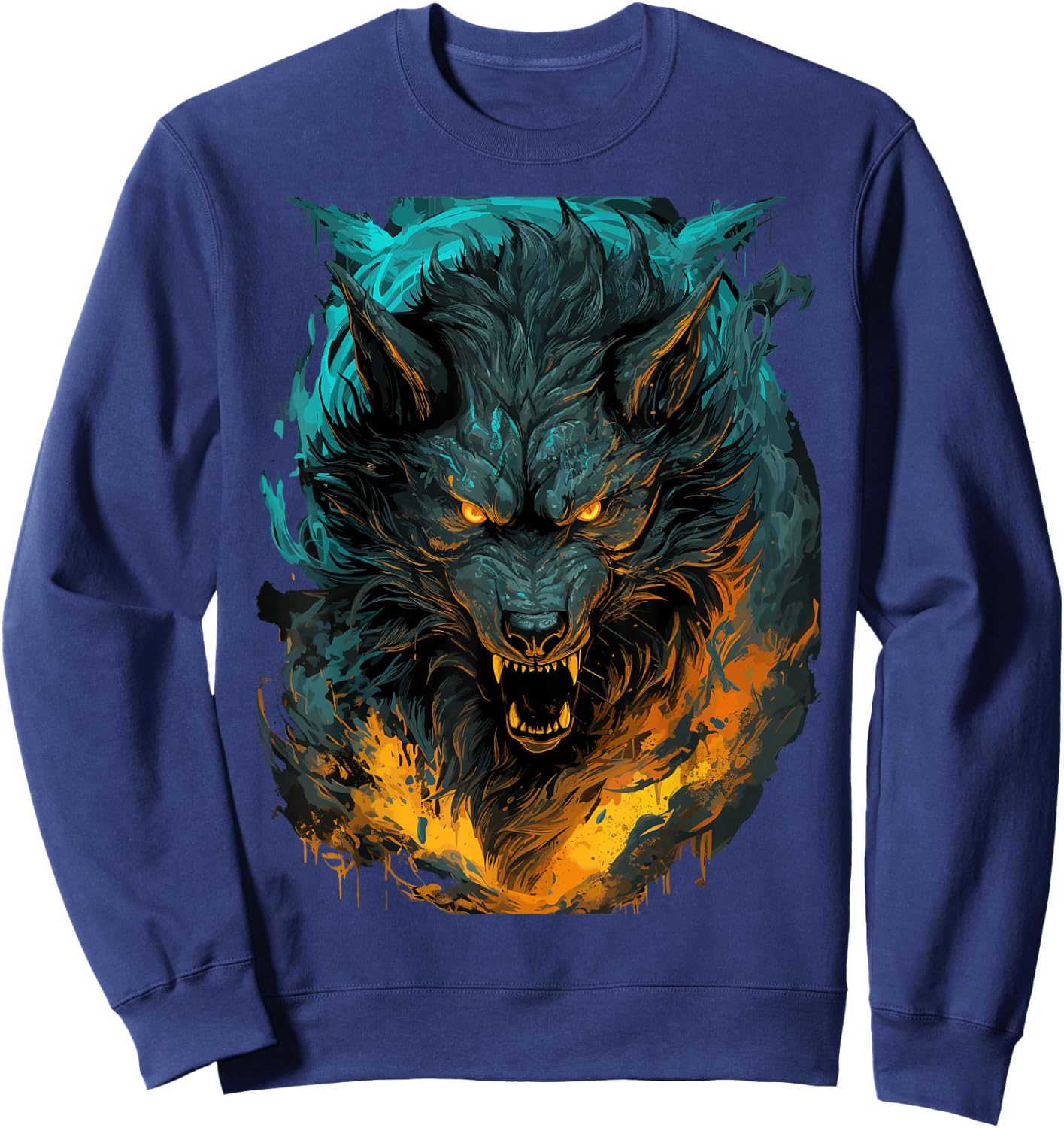Fenrir Wolf - Norse Mythology - Ragnarok Viking Sweatshirt - Sweatshirt | Navy