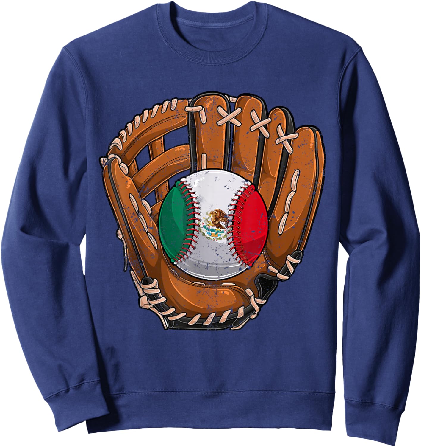 Mexico Flag Baseball Ball Softball Mexican Sport Player Sweatshirt - Sweatshirt | Navy