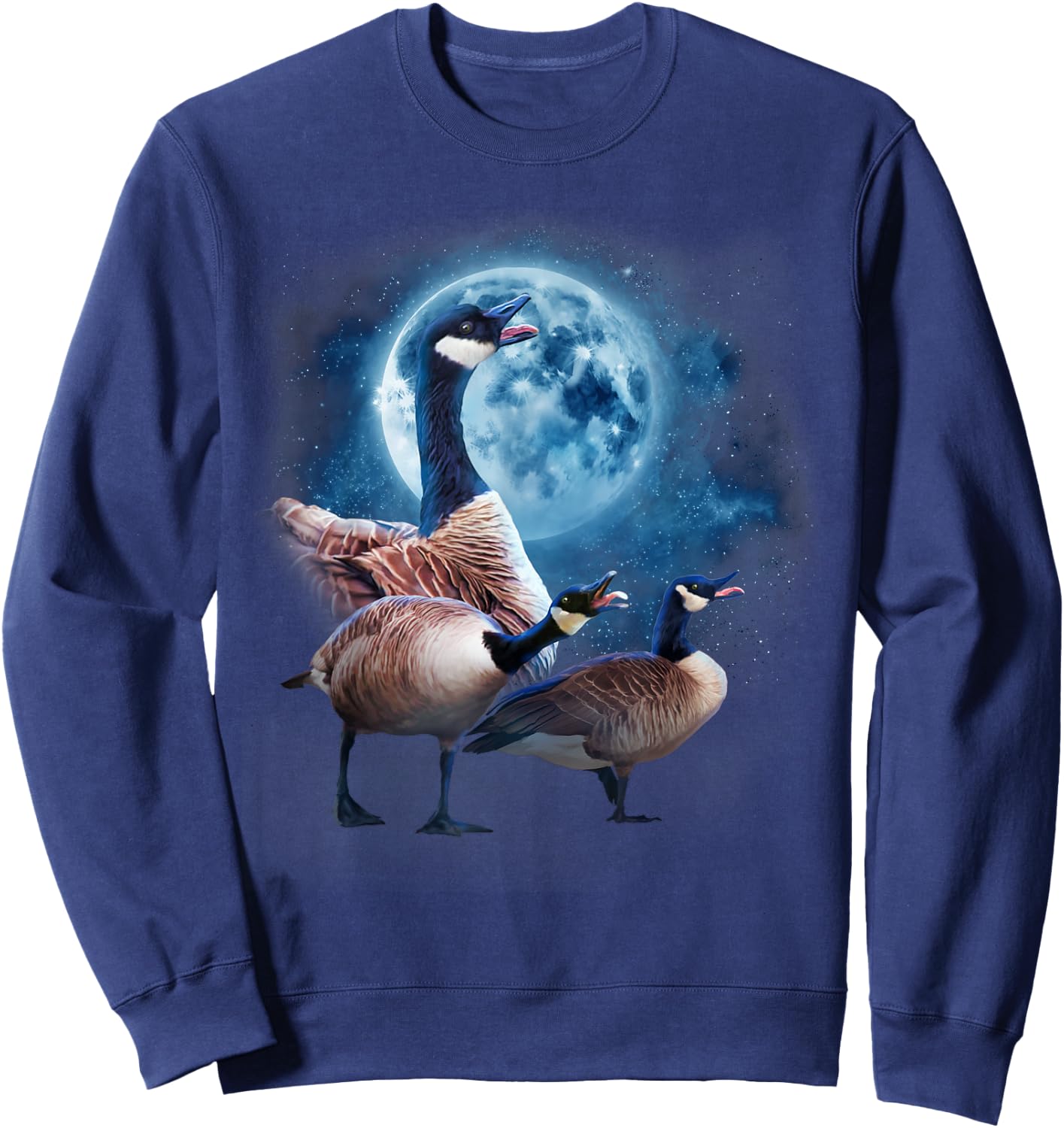 Canadian Goose Shirt - Howling at the Moon Silly Goose Sweatshirt - Sweatshirt | Navy