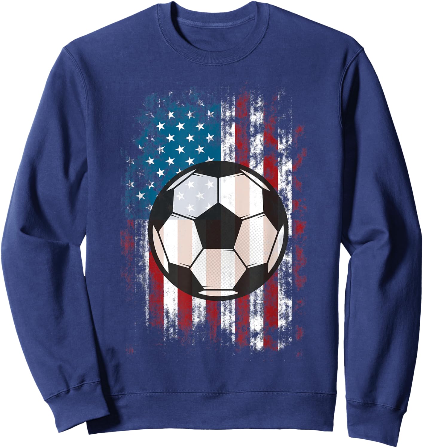 Soccer Ball American Flag USA for Soccer Lovers Women Kids Men Sweatshirt - Sweatshirt | Navy