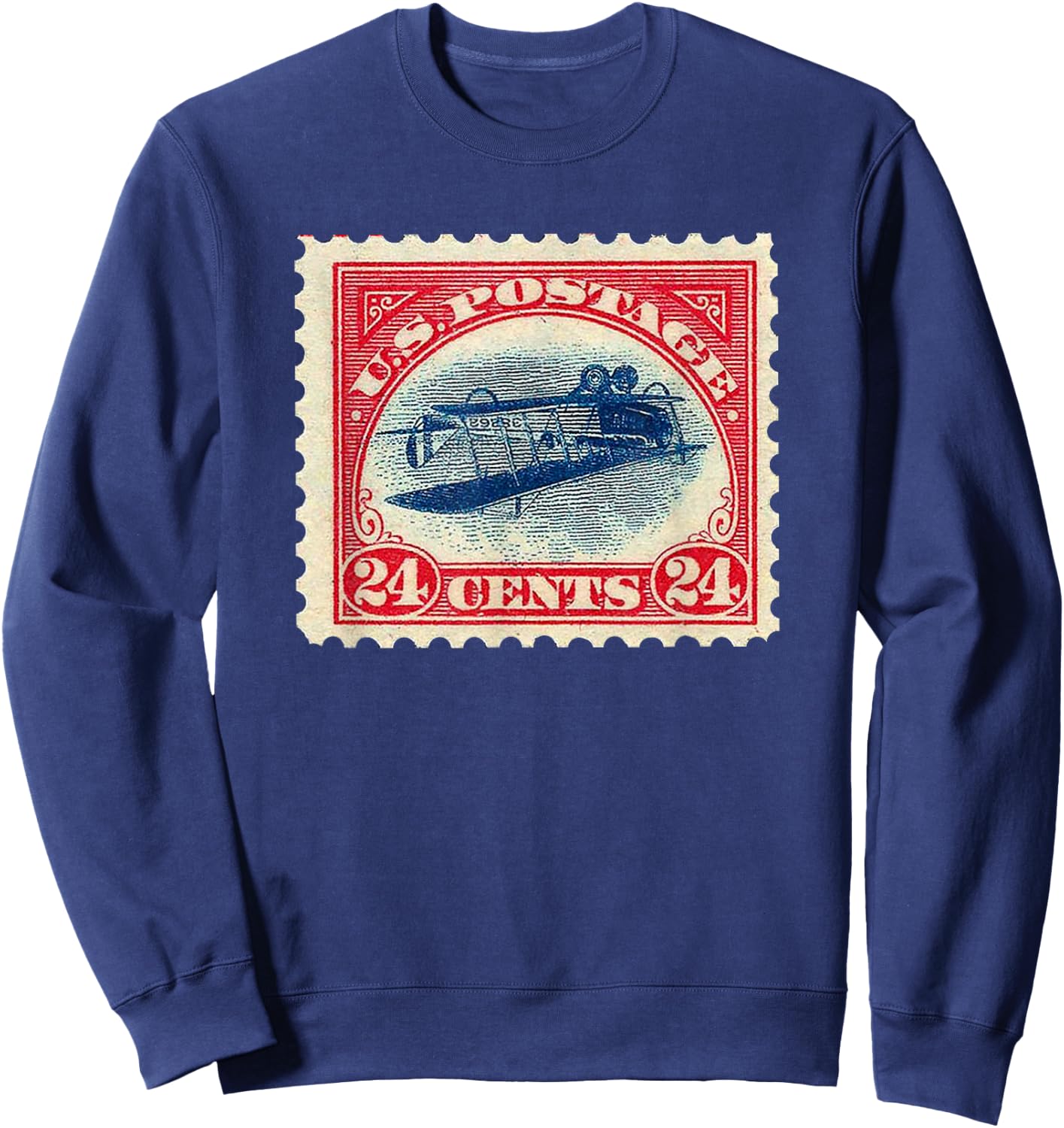 Retro Vintage 1900's Upside Down Jenny Postage Stamp Sweatshirt - Sweatshirt | Navy