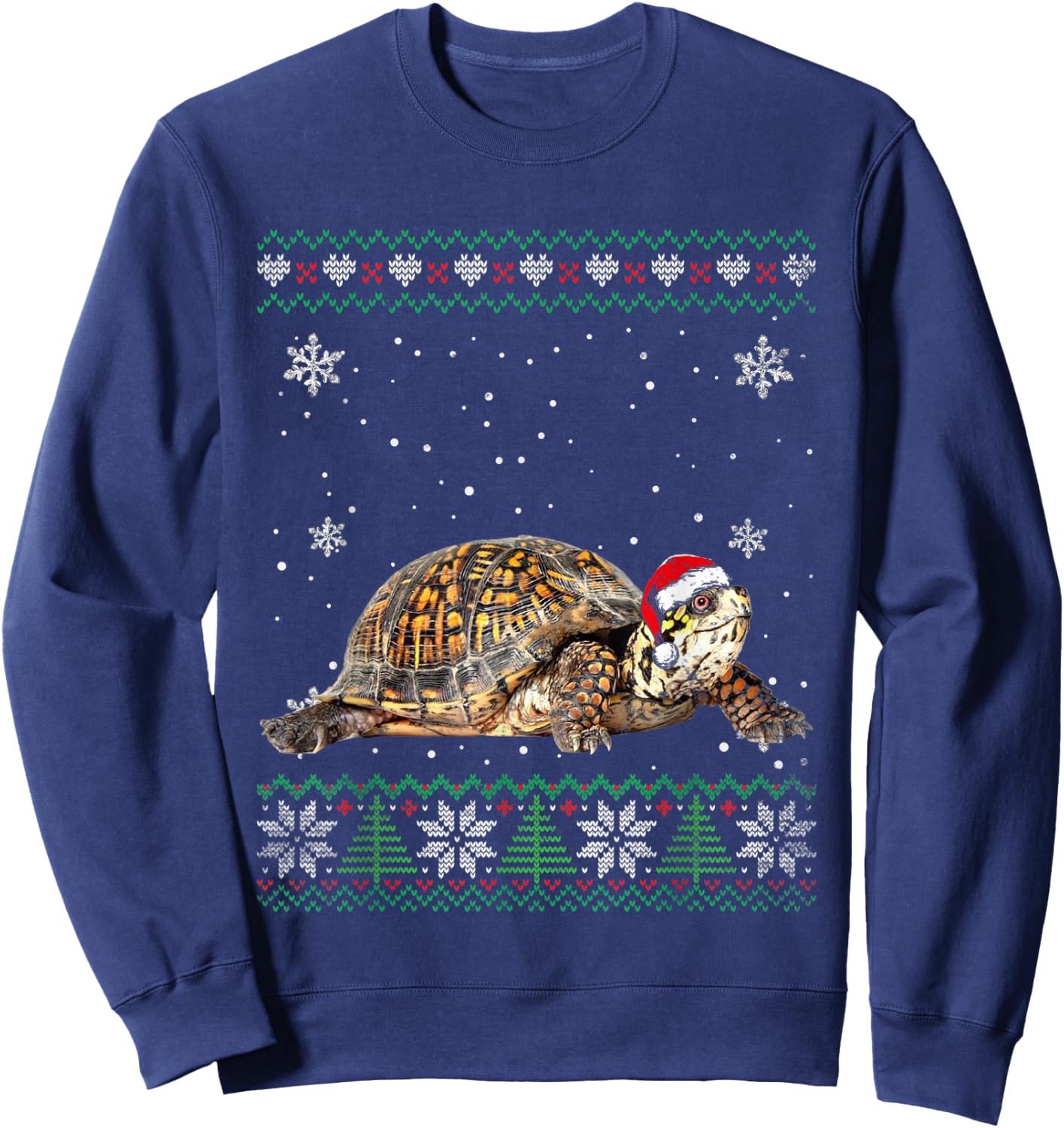 Santa Turtle Ugly Sweater Animals Christmas Pajama Sweatshirt - Sweatshirt | Navy