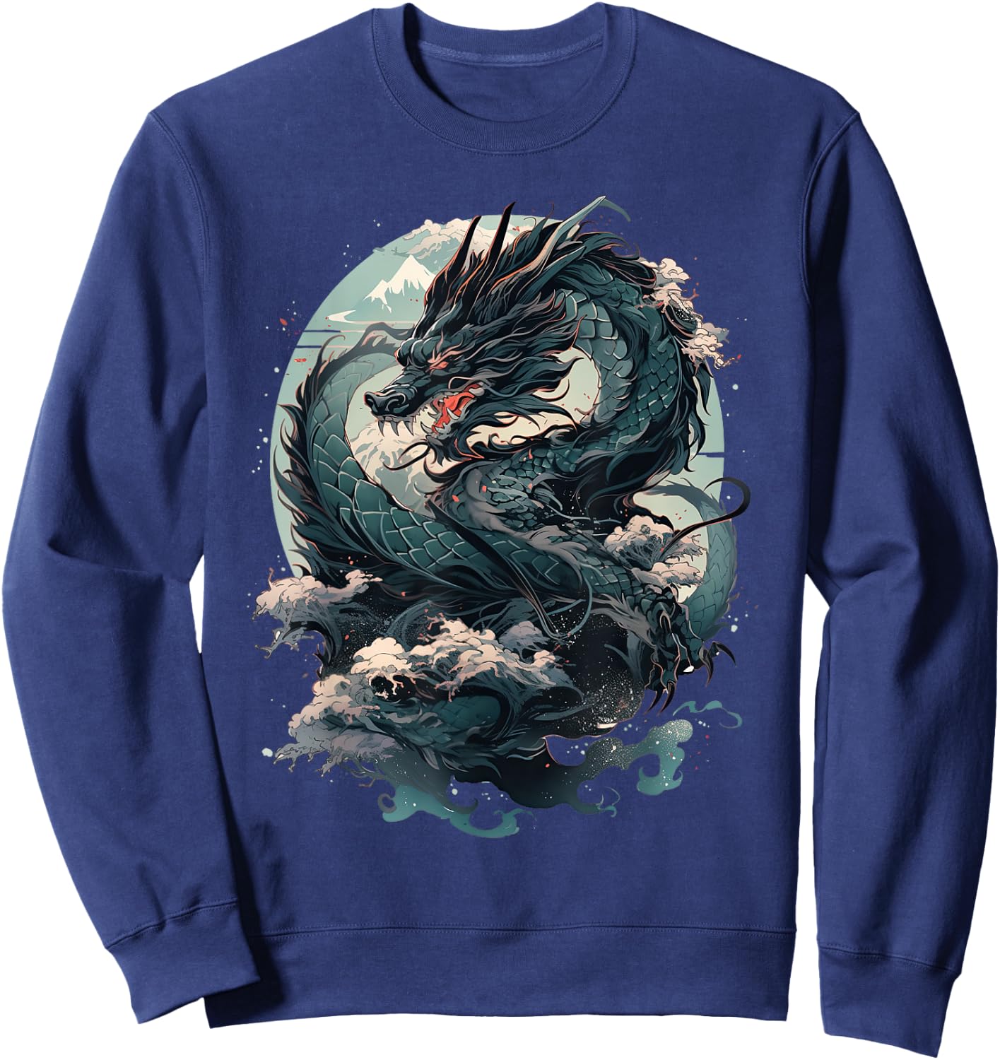 Japanese Aesthetic Dragon japanese art Japan Tattoo Sweatshirt - Sweatshirt | Navy