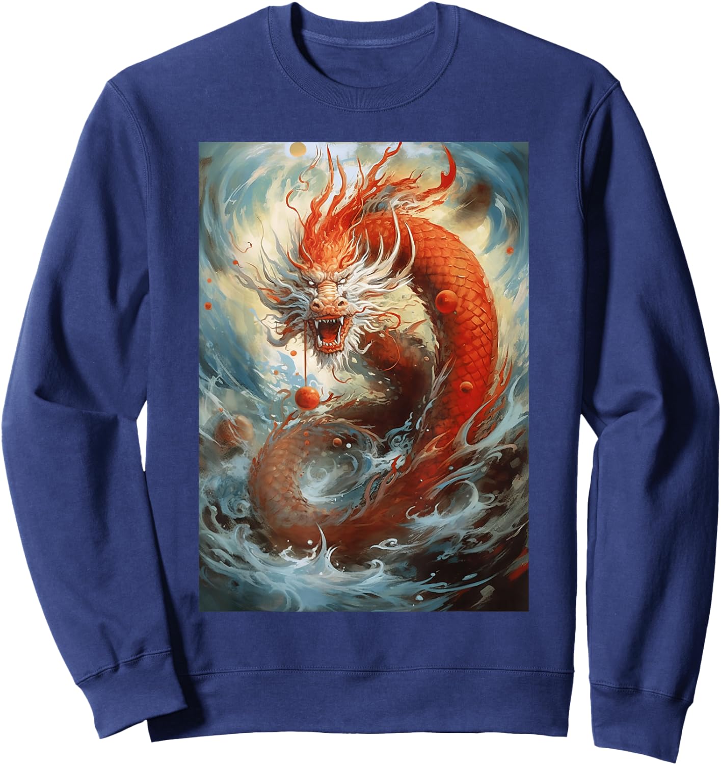 Dragon Art Chinese Symbol Of Power Strength Good Luck Sweatshirt - Sweatshirt | Navy