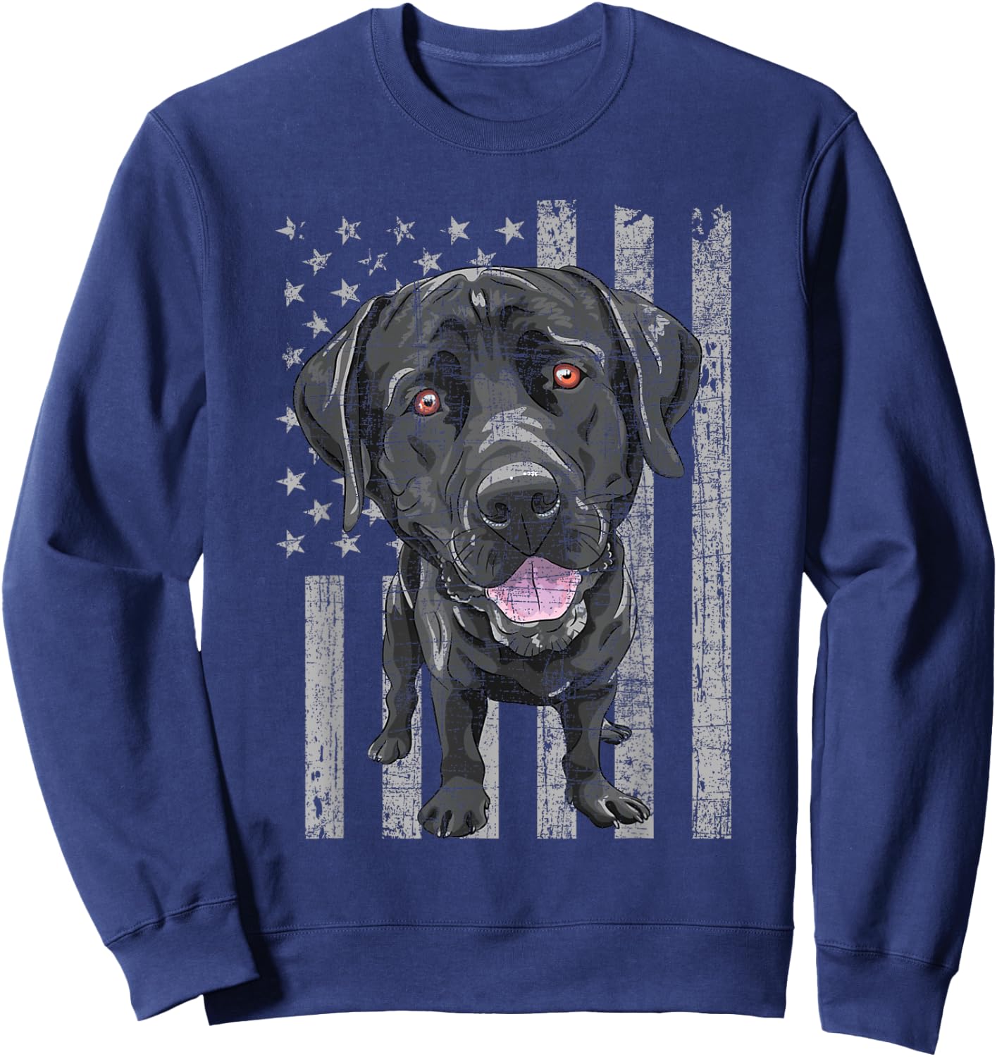 Patriotic Black Labrador - USA American Flag Dog Lover Sweatshirt - Sweatshirt | Navy