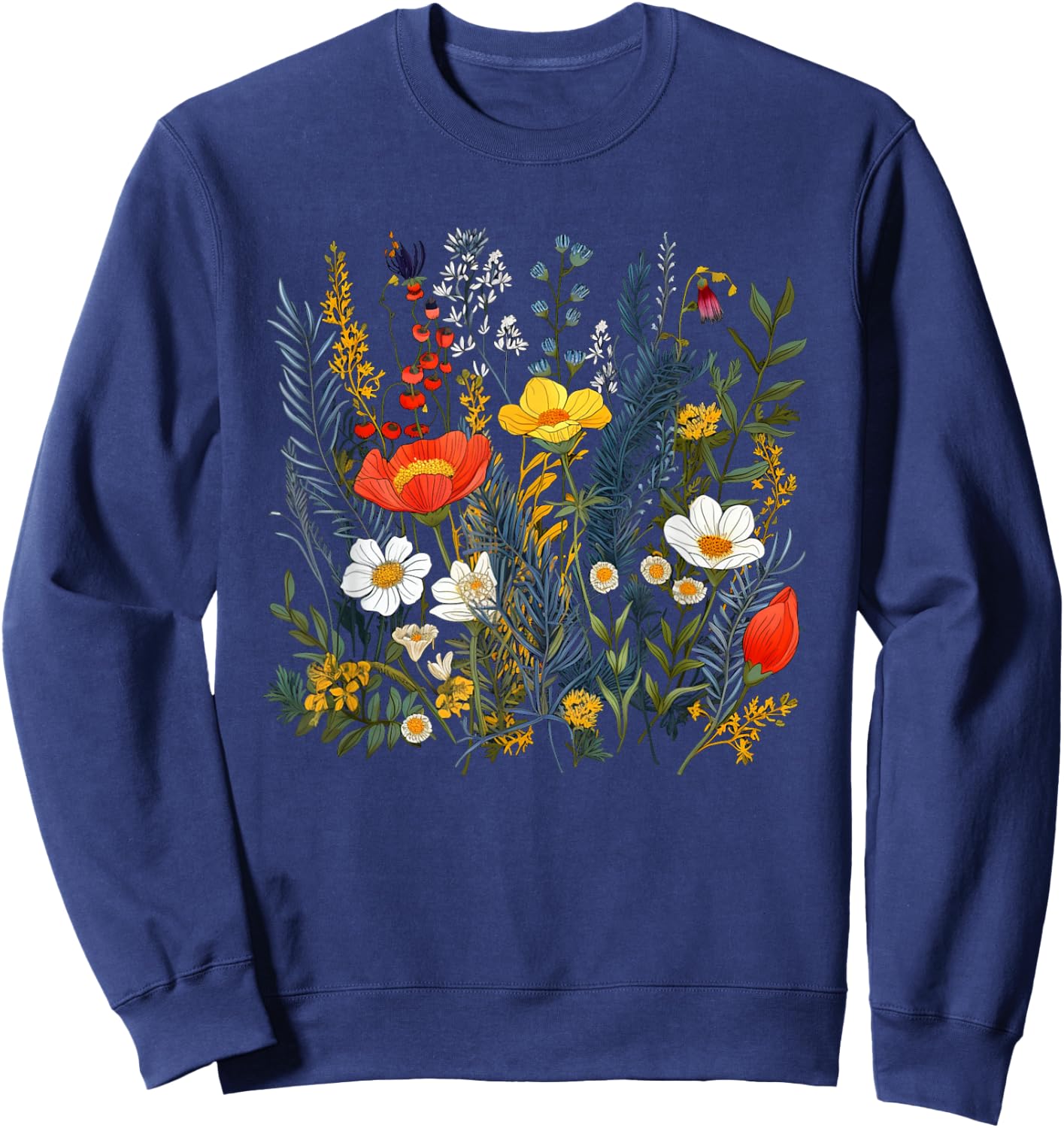 Summery colorful wild Flower for Flowers and Herbs Lovers Sweatshirt - Sweatshirt | Navy
