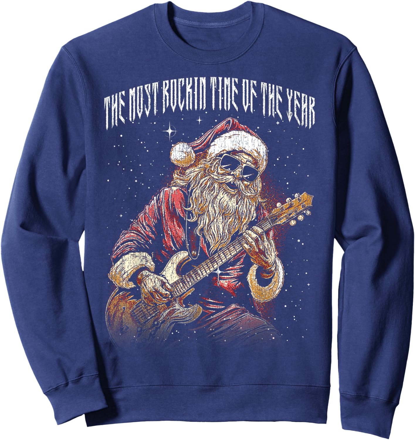 The most rockin time of the year cool Christmas Rock N Roll Sweatshirt - Sweatshirt | Navy