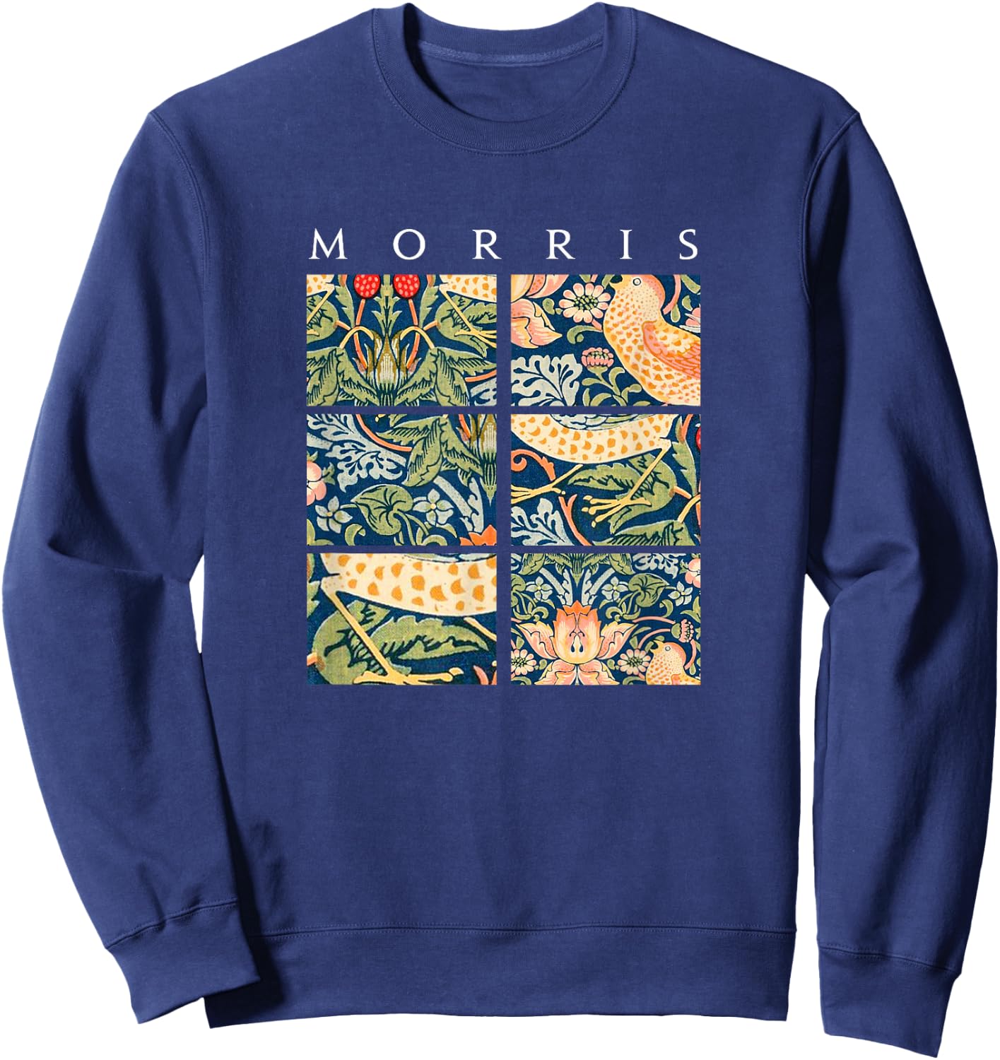 Strawberry Thief William Morris Arts and Craft Style Pattern Sweatshirt - Sweatshirt | Navy