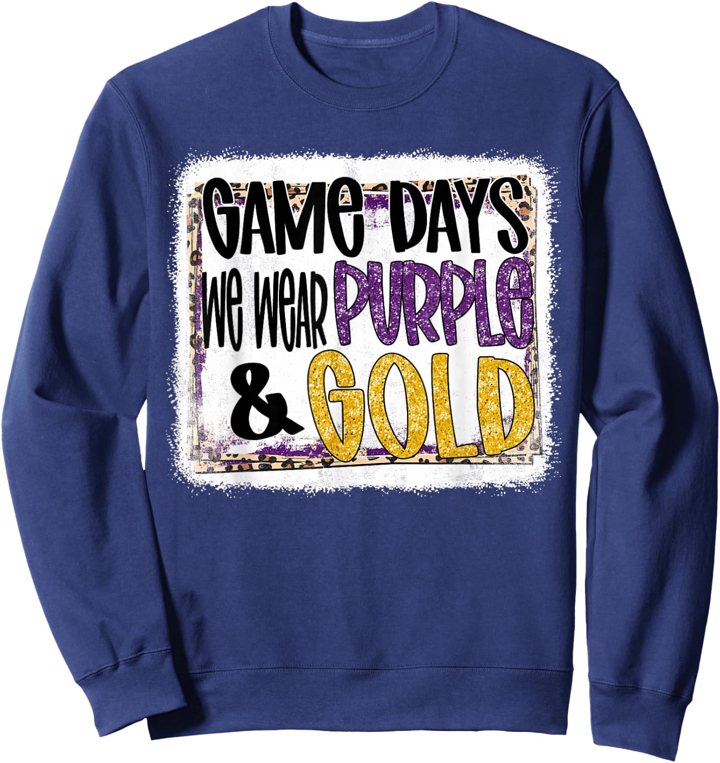 On Gameday Football We Wear Purple And Gold School Spirit Sweatshirt - Sweatshirt | Navy
