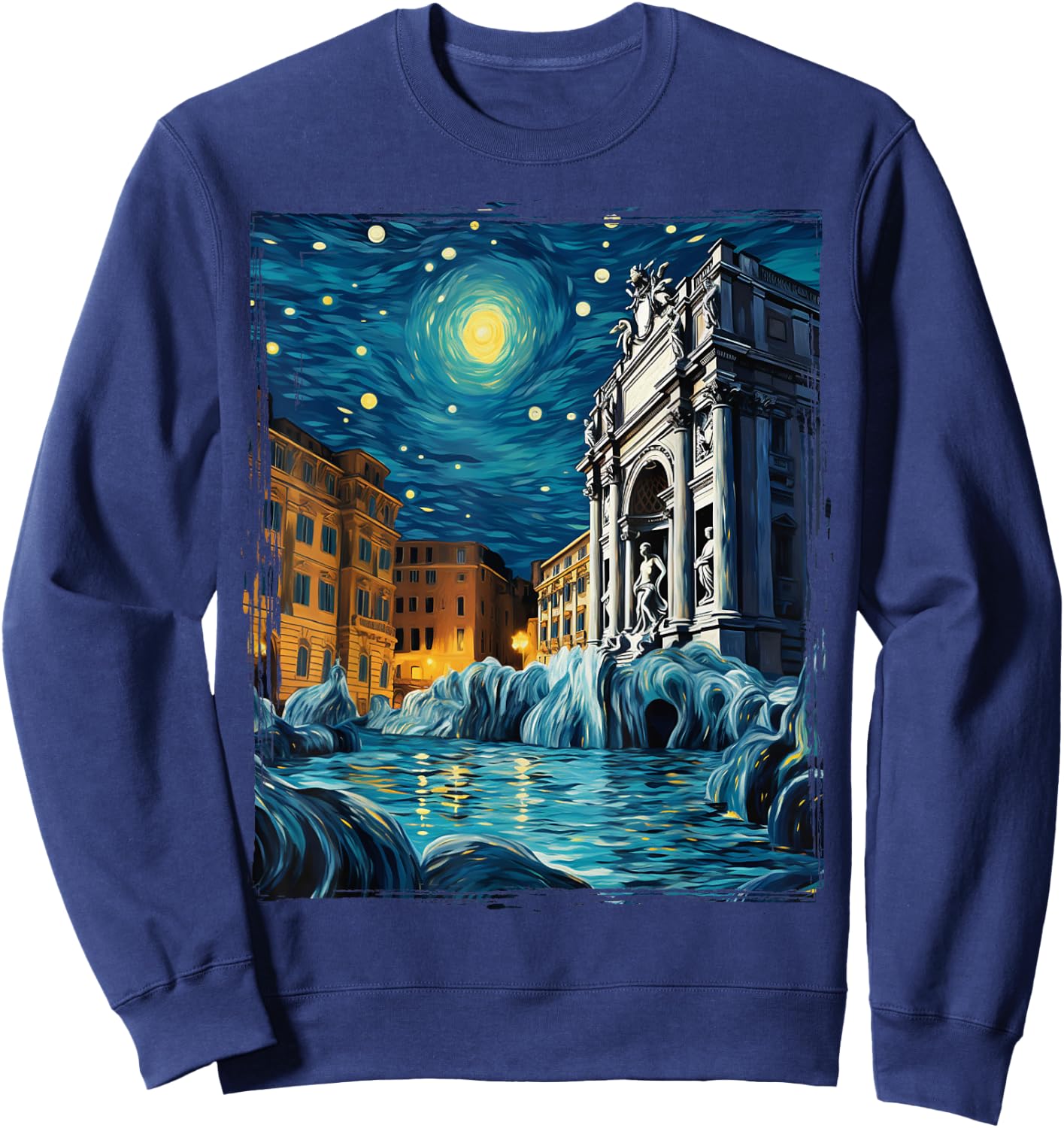 Cool Vintage Rome Italy Souvenir Rome Italy Trevi Fountain Sweatshirt - Sweatshirt | Navy