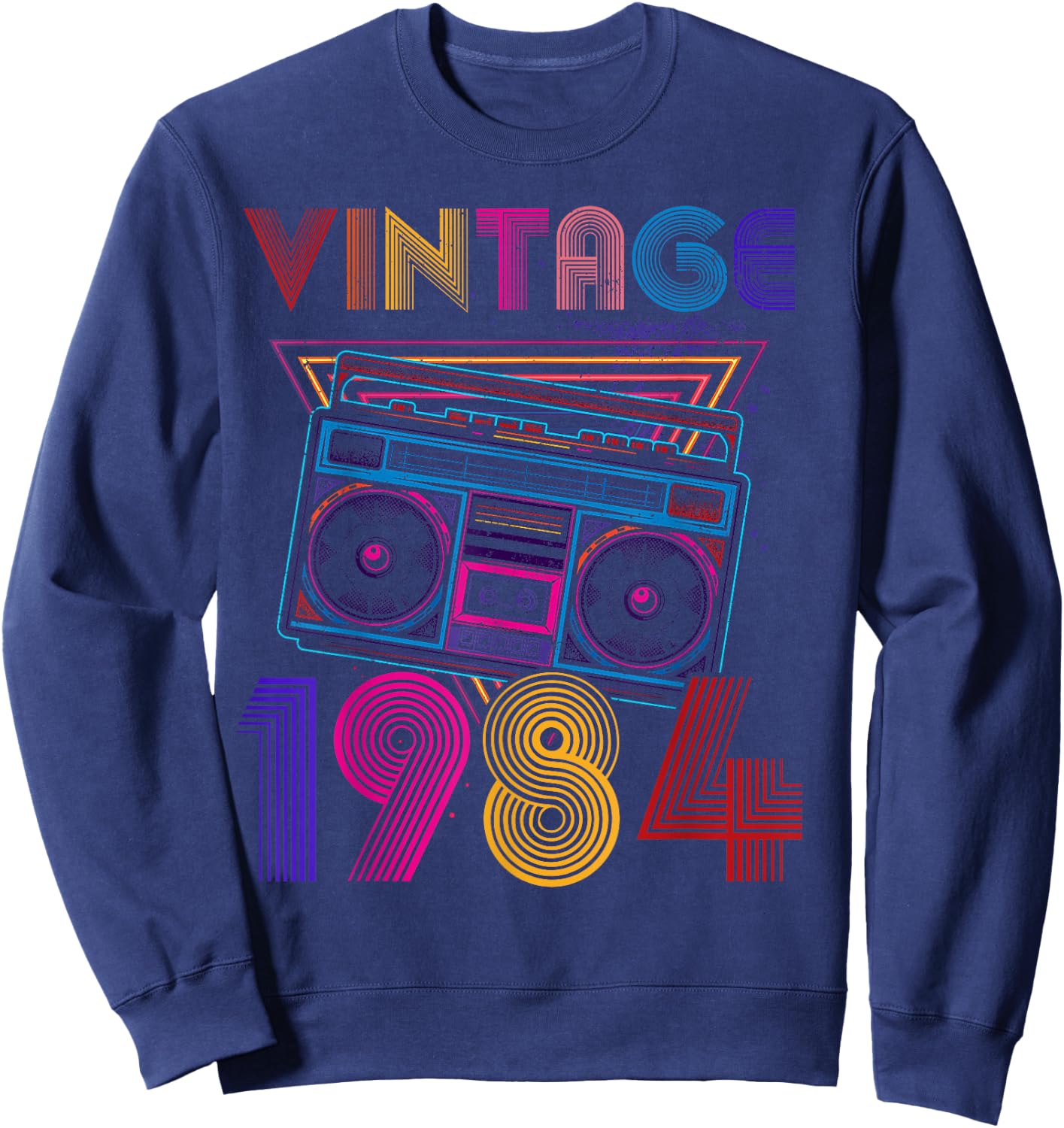 Classic Portable Stereo 1984 Music Lover Birthday Sweatshirt - Sweatshirt | Navy