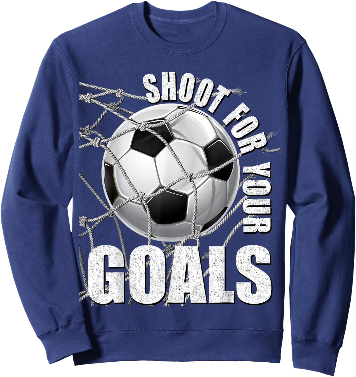 Shoot for Your Goals Kids Soccer Themed Motivational Teacher Sweatshirt - Sweatshirt | Navy