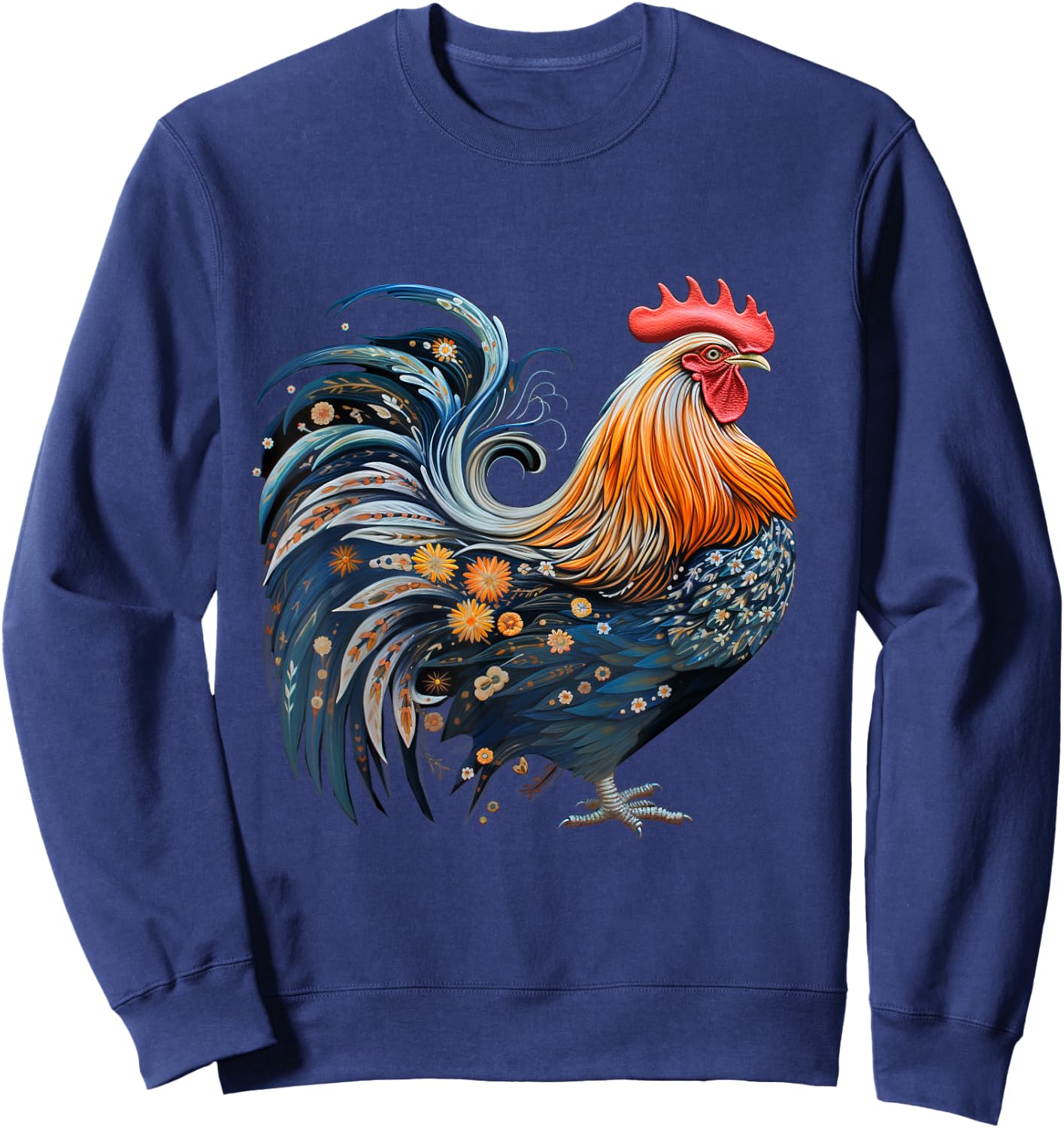 Rooster Chicken Female Fighting Cock Bird Farmland Earth Day Sweatshirt - Sweatshirt | Navy