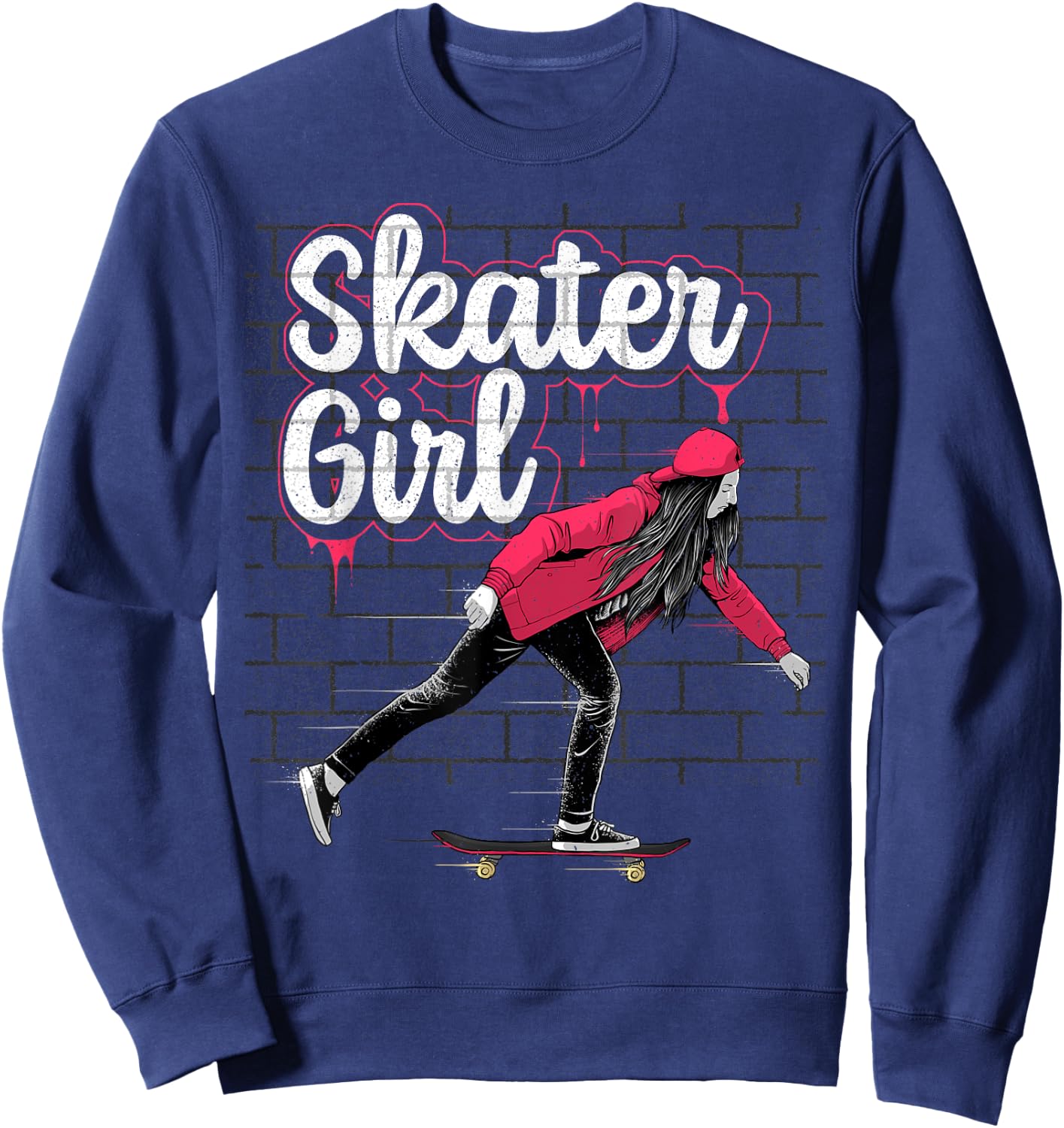 Cool Skateboard Art For Teen Girls Kids Skateboarding Skater Sweatshirt - Sweatshirt | Navy