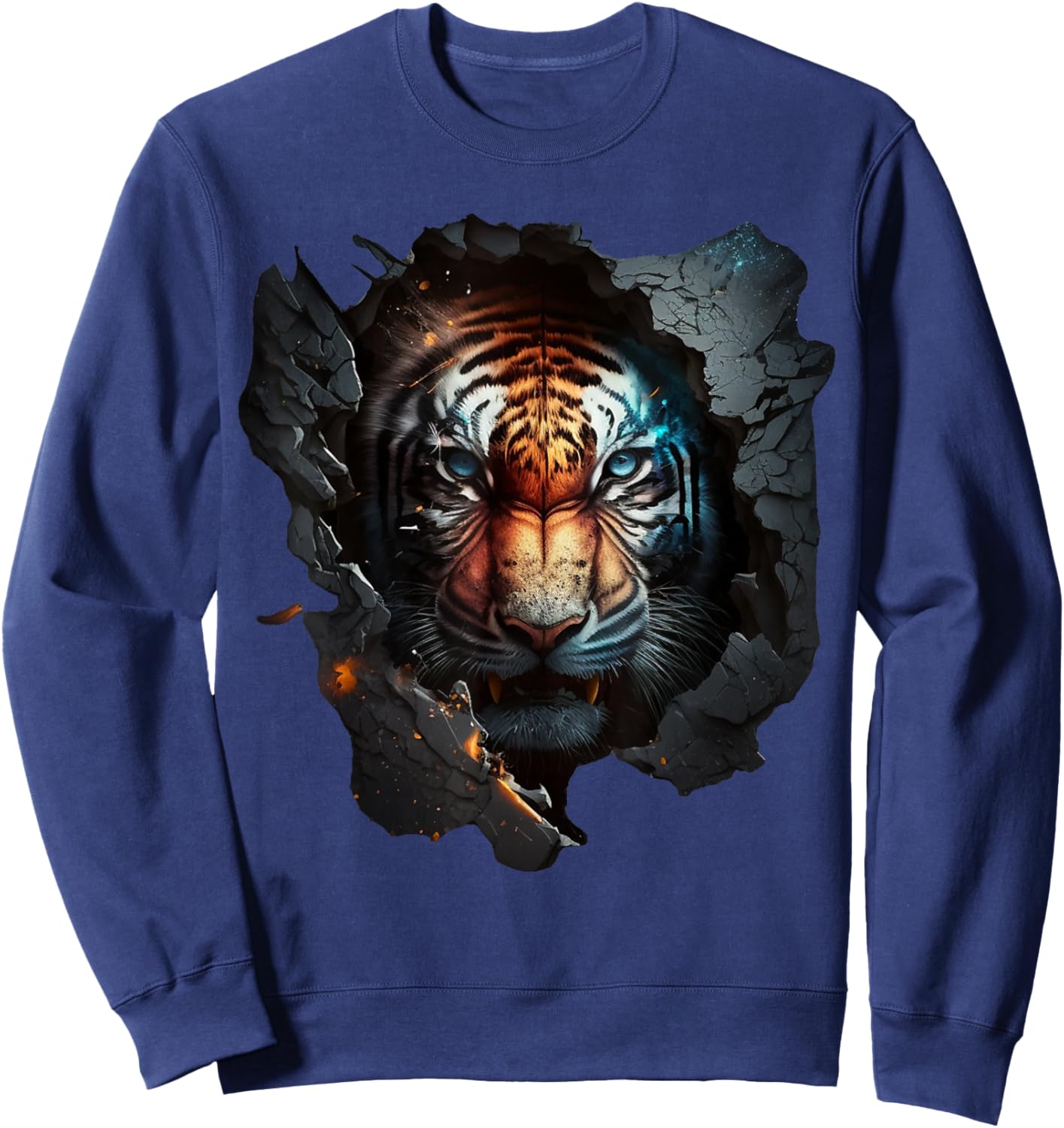 Tiger animals art animal motif zoo print tiger Sweatshirt - Sweatshirt | Navy