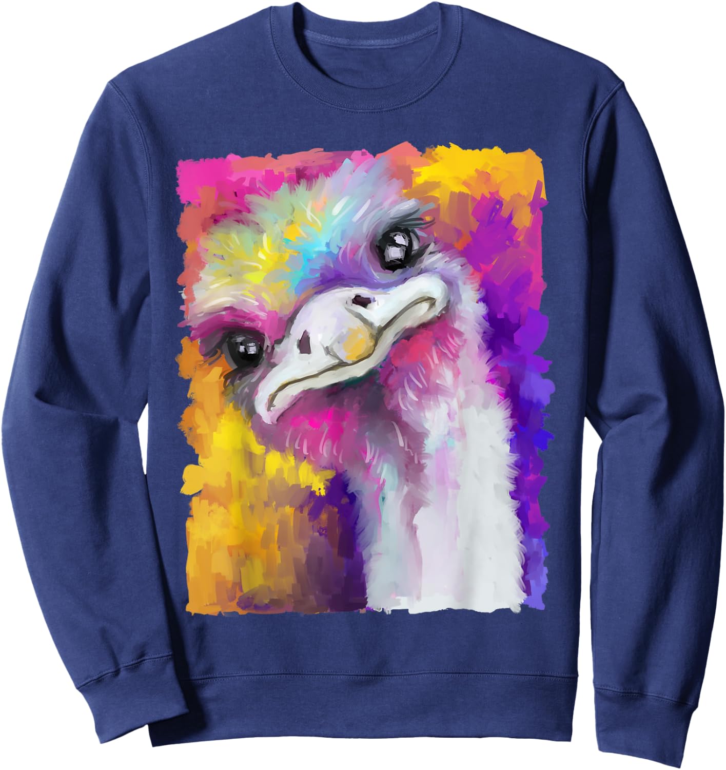 Ostrich Watercolor Funny Animal Lovers Outfit Men Women Kids Sweatshirt - Sweatshirt | Navy