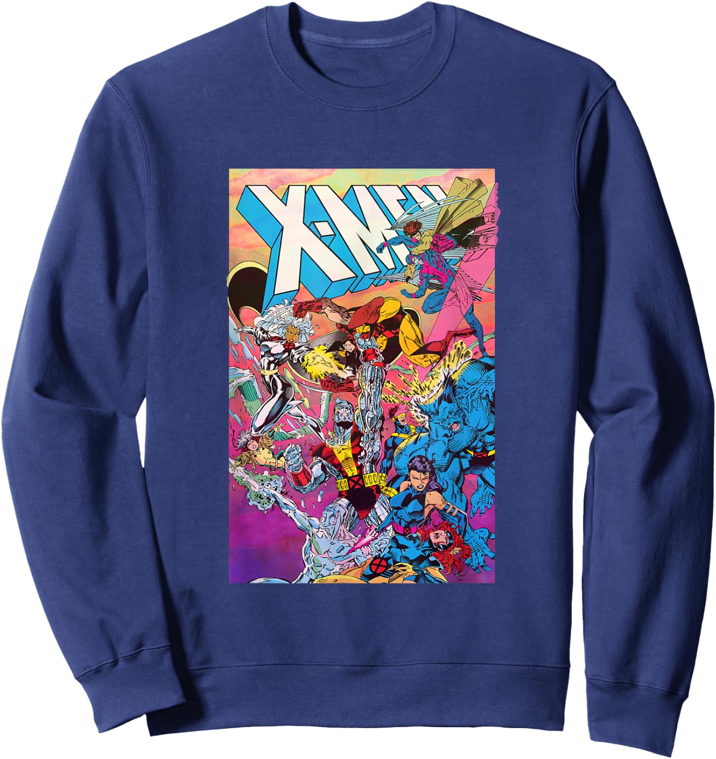 Marvel X-Men Internal Team Conflict All Out Fight Cover Sweatshirt - Sweatshirt | Navy