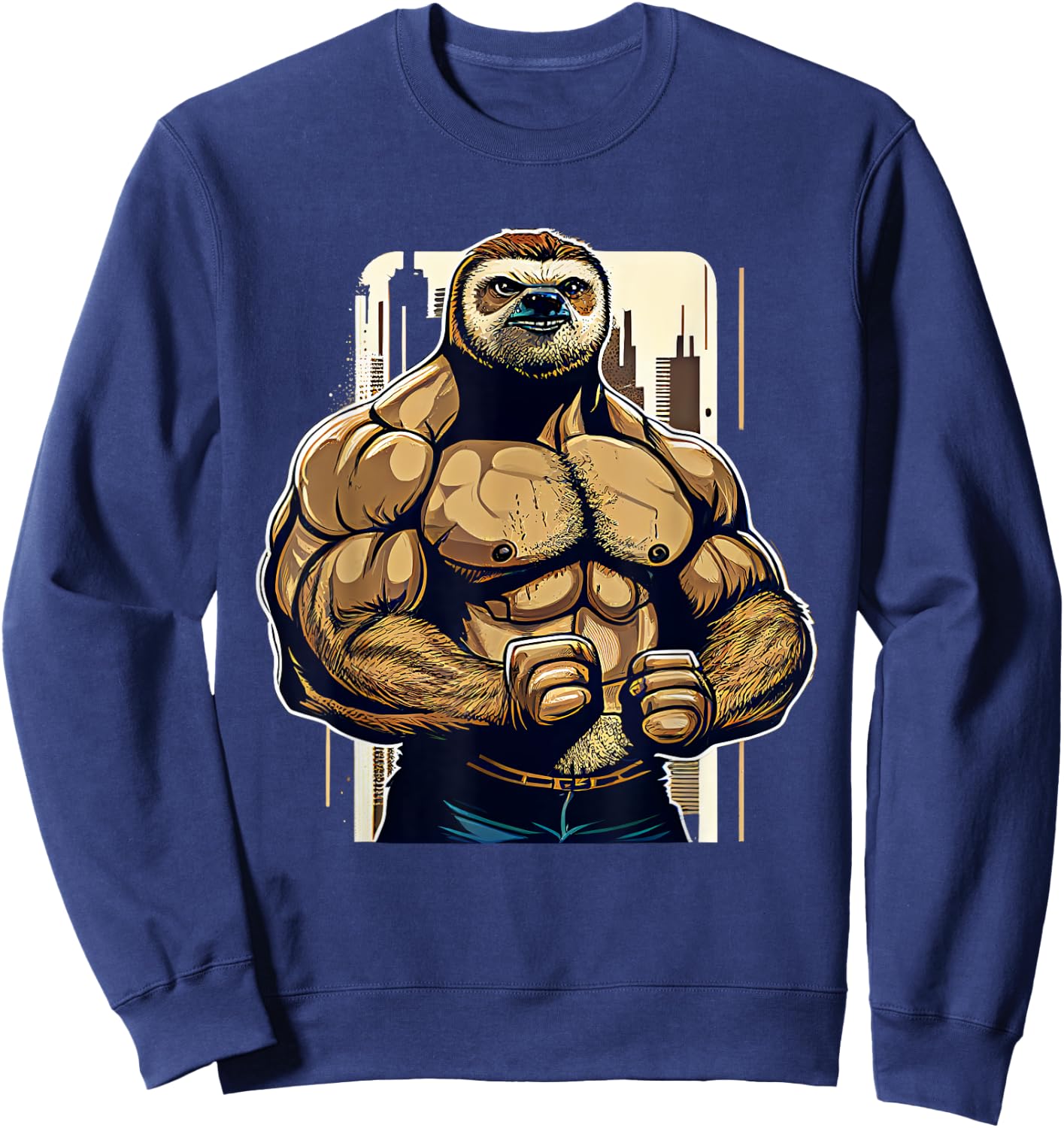 Bodybuilder Sloth Funny Bodybuilding Sloth Fitness Gym Sweatshirt - Sweatshirt | Navy