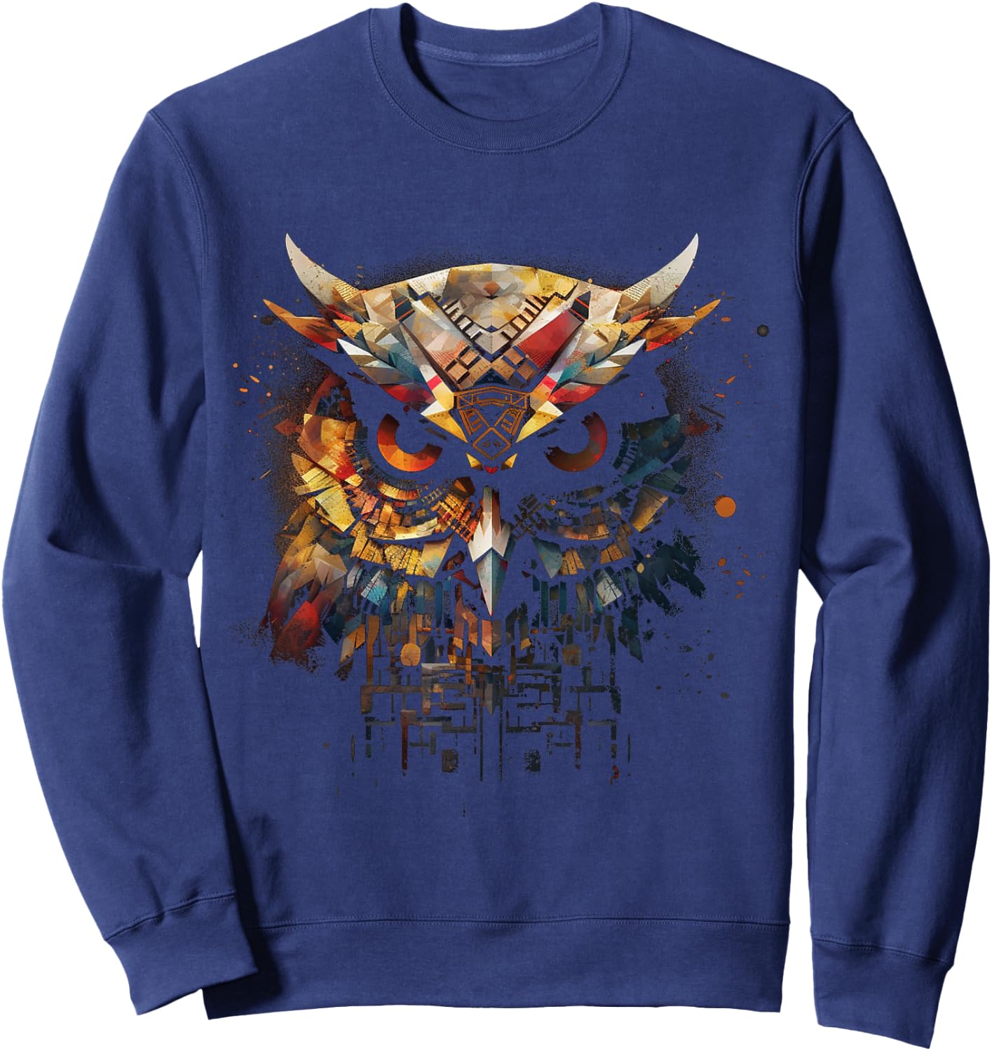 Owl artwork animal lovers - bird art animal owl Sweatshirt - Sweatshirt | Navy