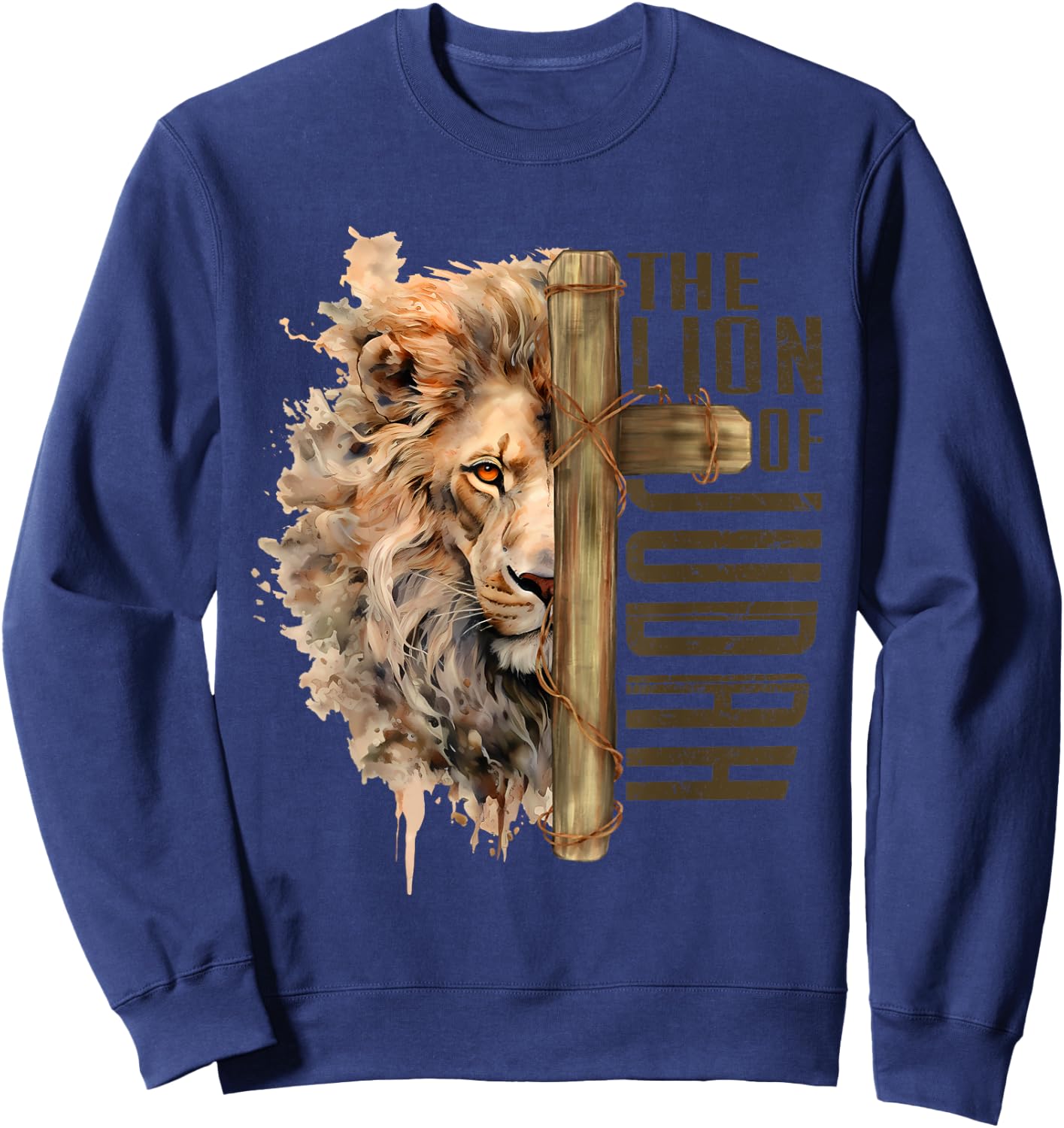 The Lion Of Judah Jesus Revelation Inspirational Christian Sweatshirt - Sweatshirt | Navy