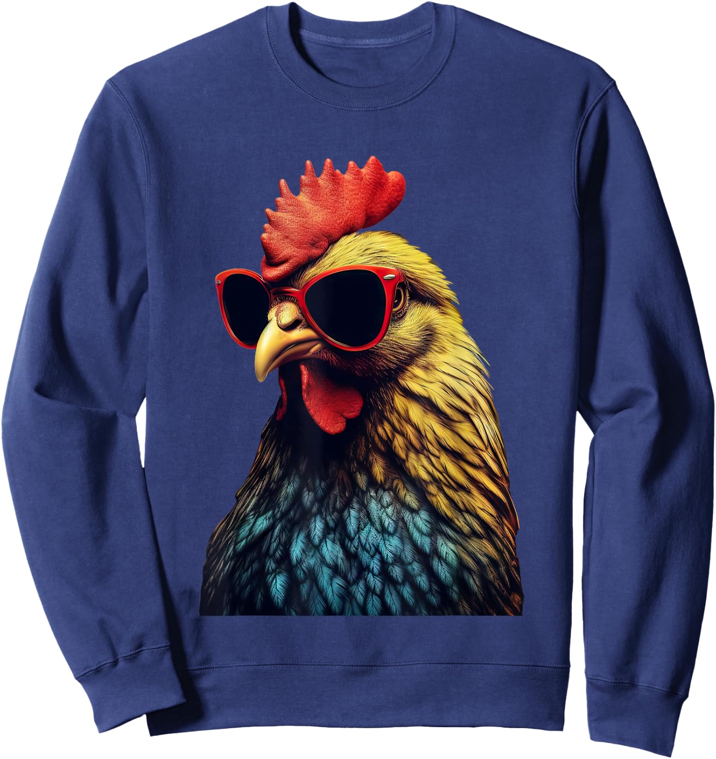Funny Farm Cicken Animals gift Retro Vintage Chicken Cool Rooster Wearing Sunglasses -Kids Sweatshirt - Sweatshirt | Navy