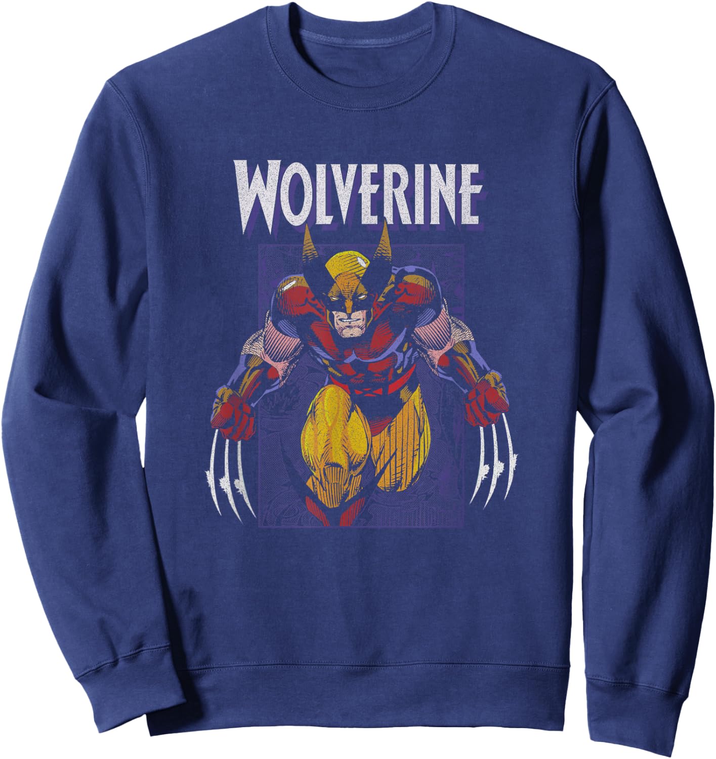 Marvel X-Men Wolverine Preying Vintage Portrait Sweatshirt - Sweatshirt | Navy