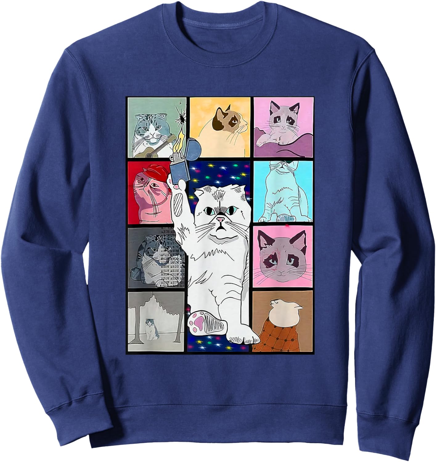 Cute Cat Purring in My Lap Cause It Loves Me Cat Lover Sweatshirt - Sweatshirt | Navy
