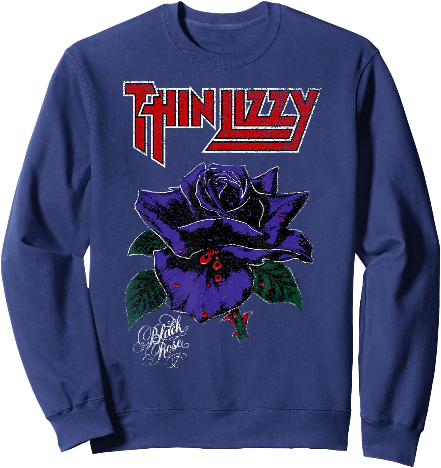 Thin Lizzy – Black Rose On Purple Sweatshirt - Sweatshirt | Navy