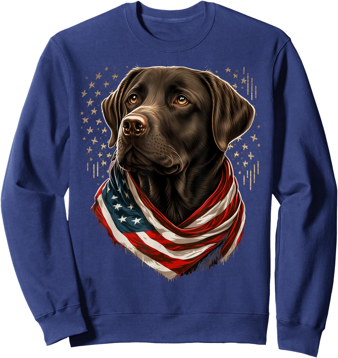 USA 4th Of July brown Patriotic American Labrador Retriever Sweatshirt - Sweatshirt | Navy